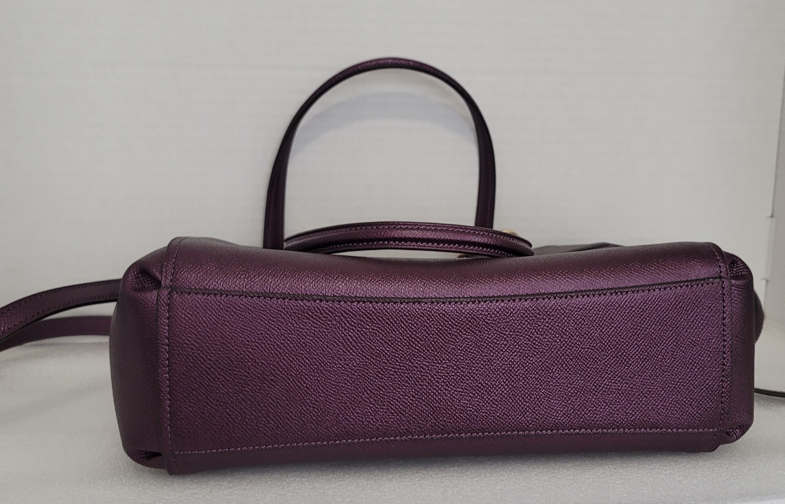 Coach Brook Carryall Shimmery Purple Satchel Top Handle Brass Hardware Logo