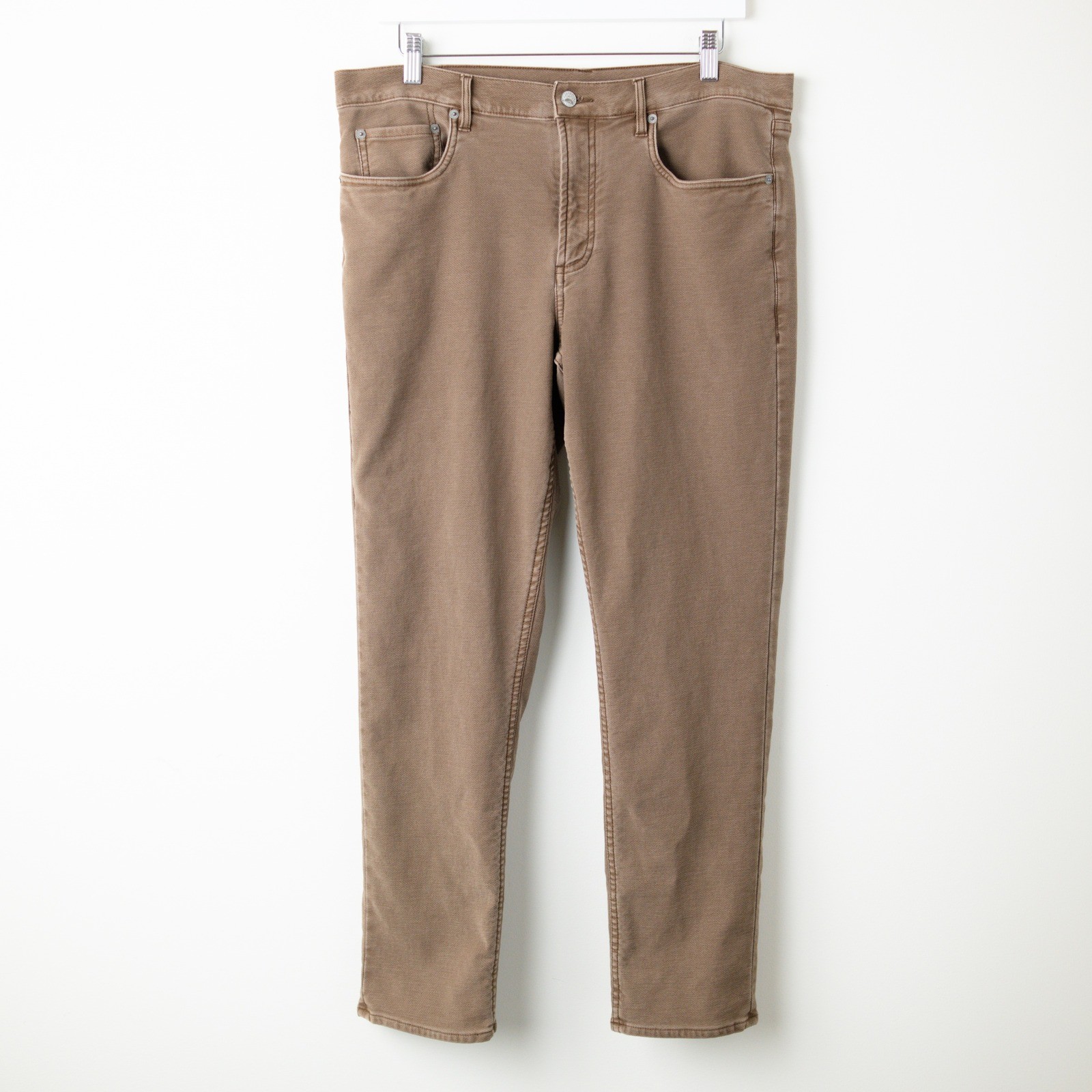 Faherty Stretch Terry 5-Pocket Pant Mens 34×30 Chocolate Brown Zipper Fly