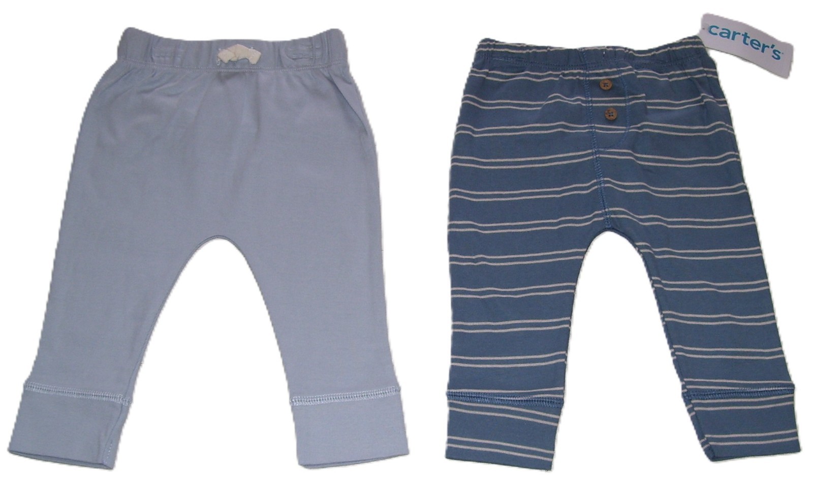 Boys Carter’s 2 Pc Blue White Striped and Solid Joggers Pants 6M