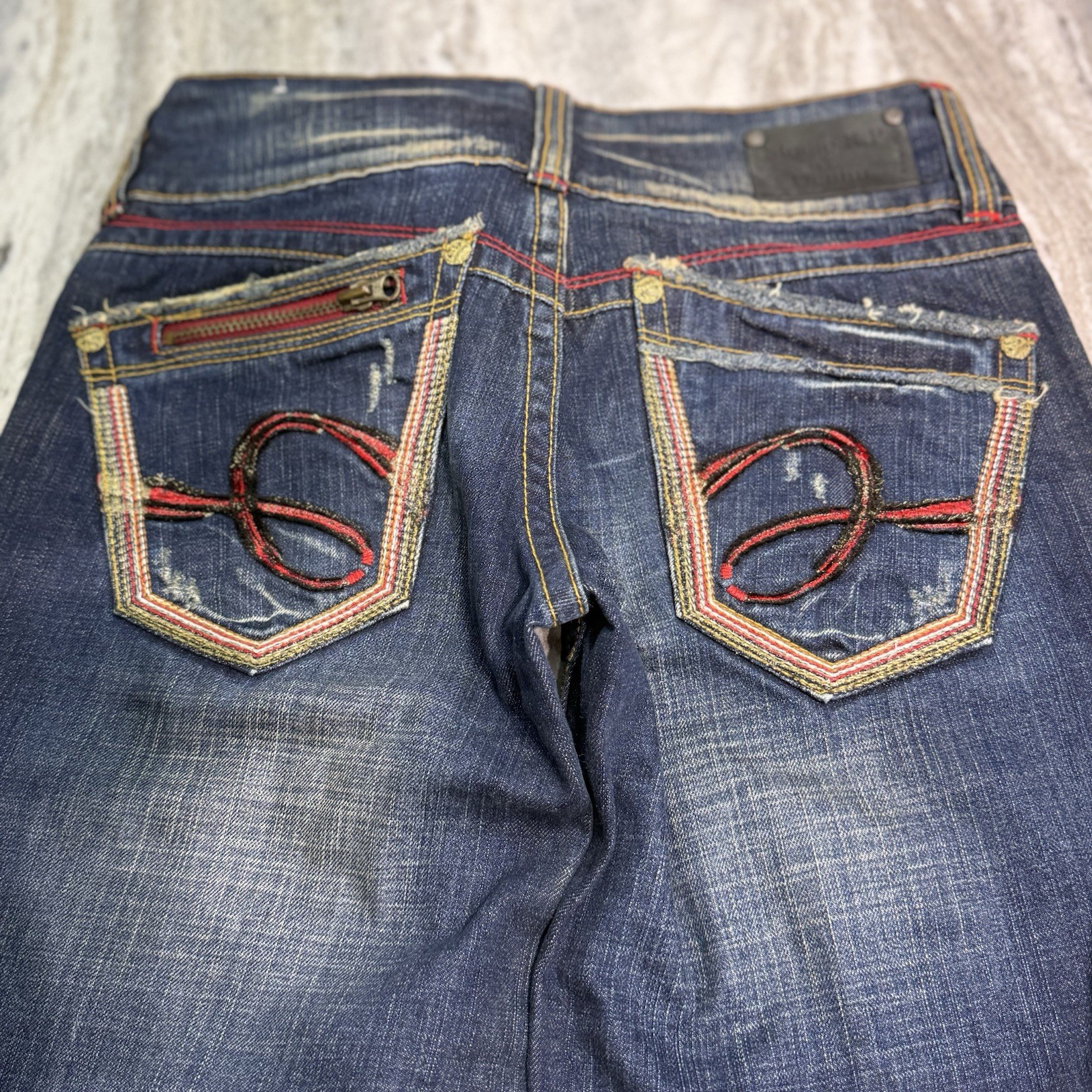Studio R.P Flare Denim Pants y2k RED PEPPER Size 27 Vintage Rare
