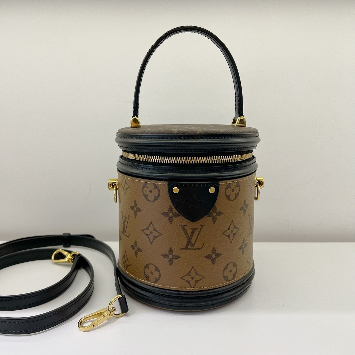 LOUIS VUITTON Cannes Monogram Reverse Brown Black Leather Vanity Bag M43986