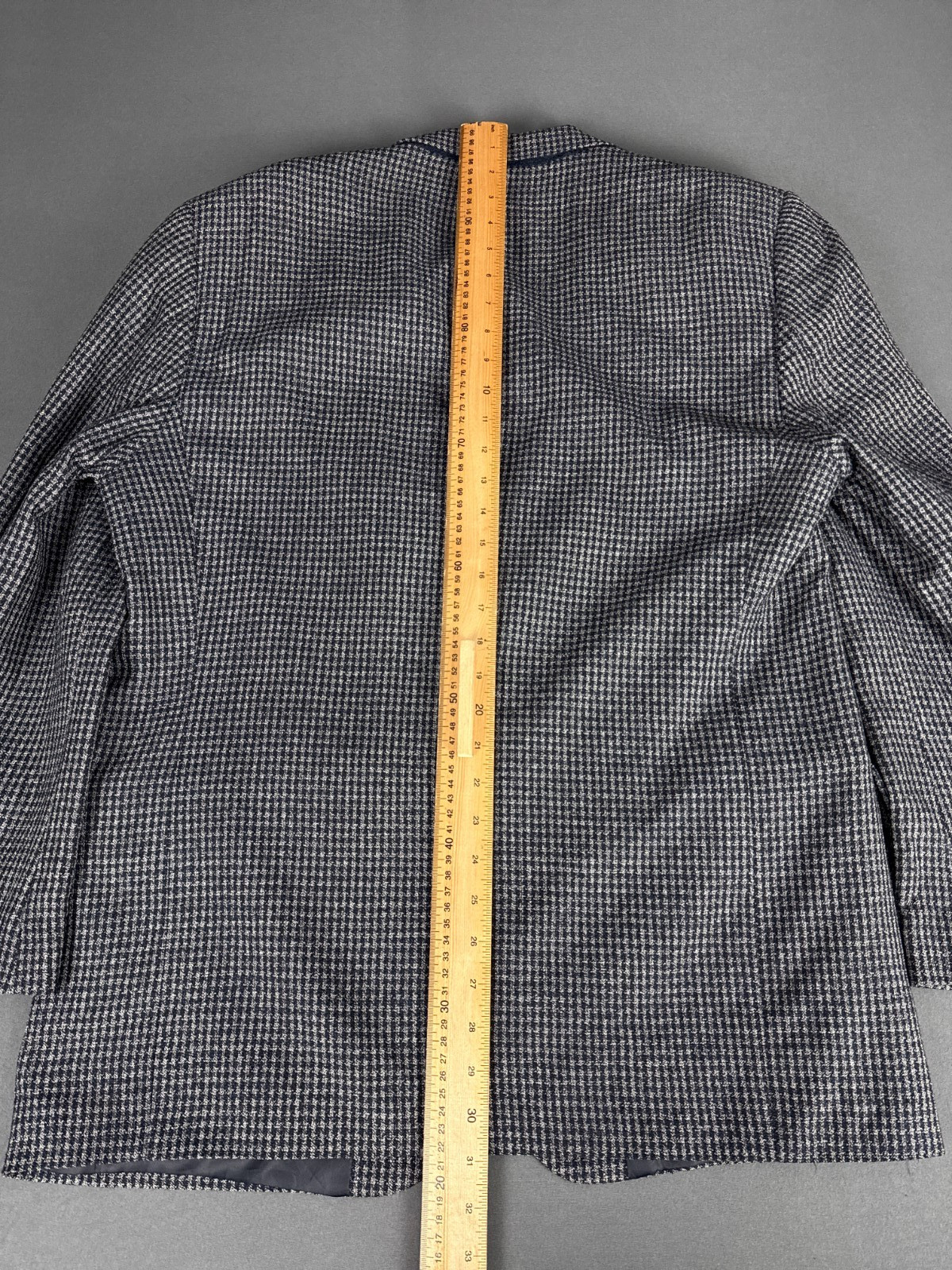 Versini 42R Silk Wool Blazer Grey Houndstooth Tailored Jacket 55% Silk 45% Wool