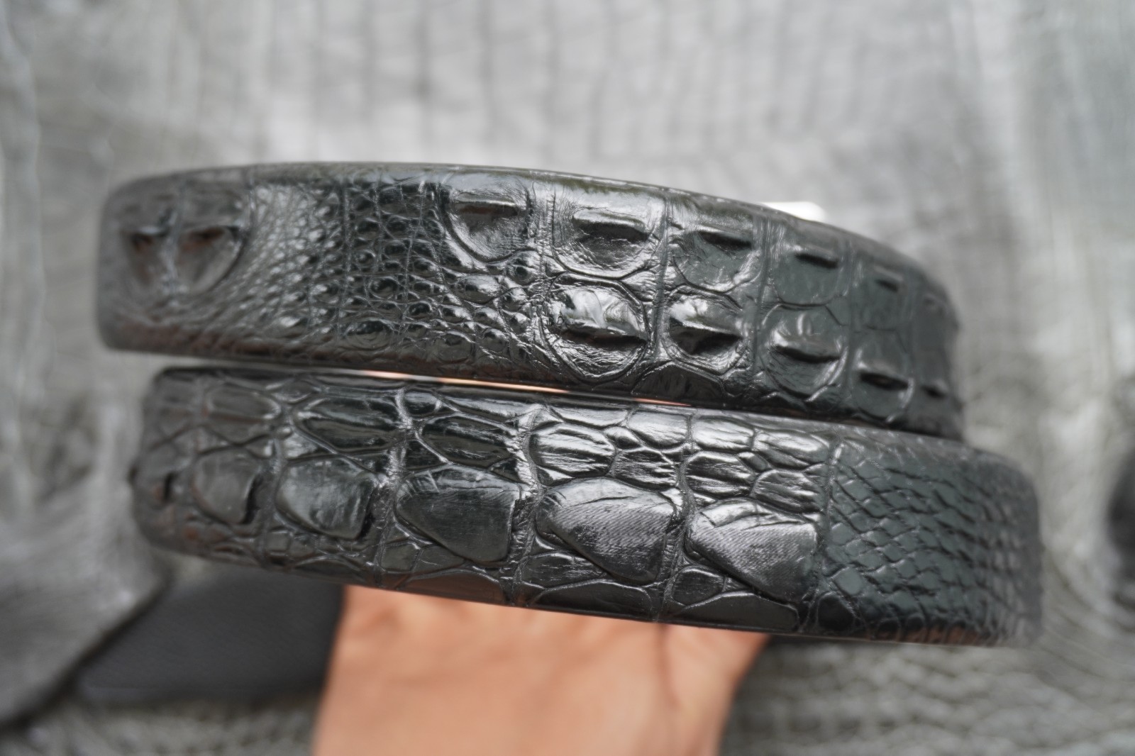 W 1.5 inch – Black Genuine CROCODILE Hornback LEATHER Skin Men’s Belt #E56