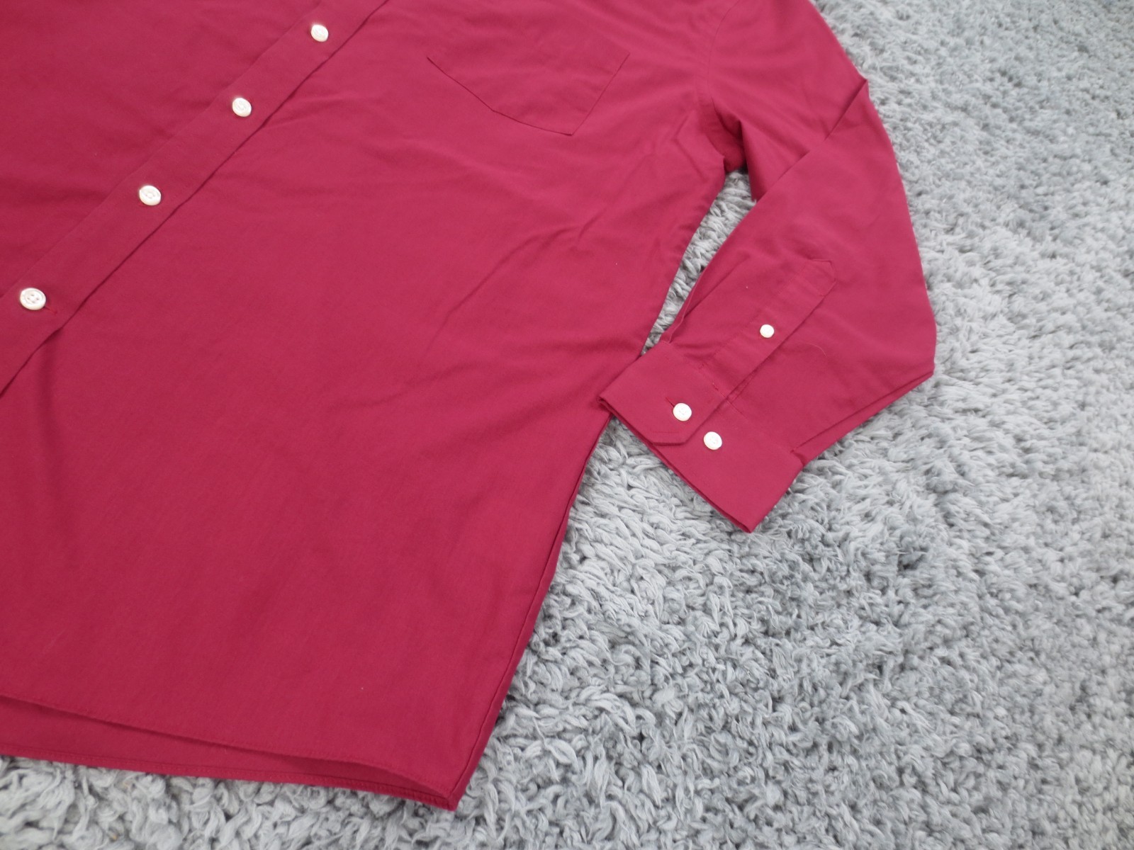 Stafford Travel Shirt Mens 16.5 Dark Red Easy Care Broadcloth Long Sleeve Button