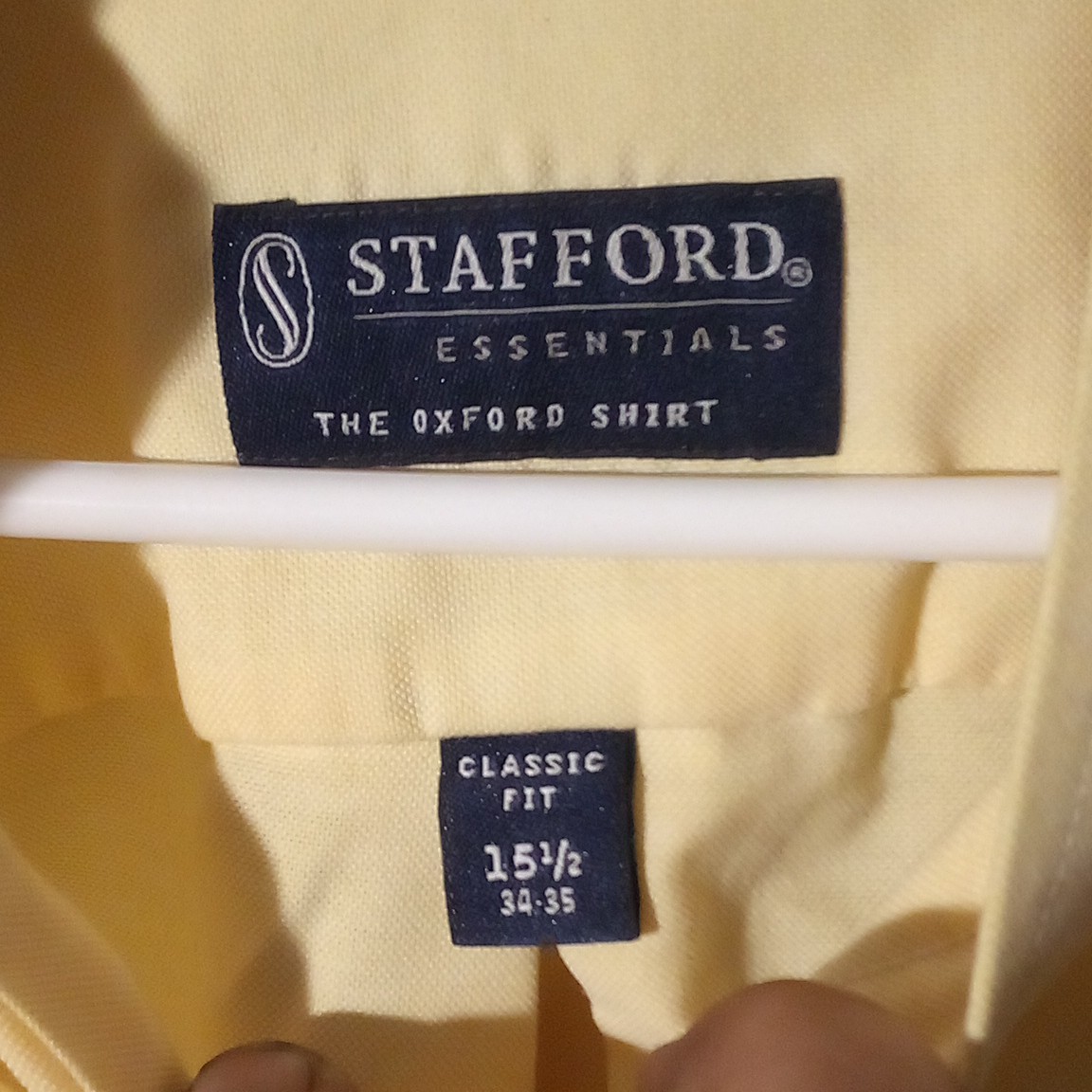 Stafford Essentials Men’s 15.5 34/35 Yellow Solid Oxford Classic Fit Dress Shirt