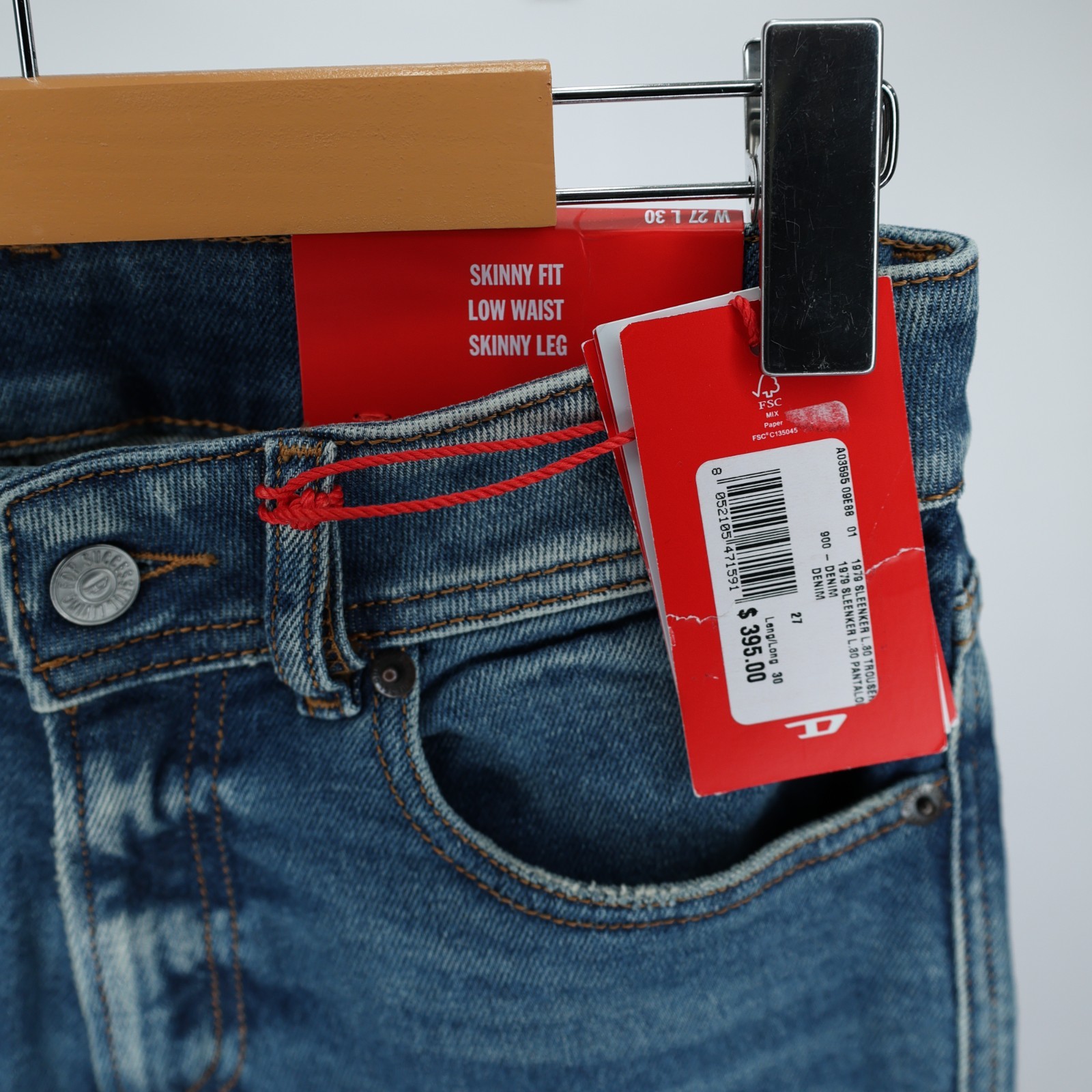 Diesel Mens Jeans 1979 Sleenker Skinny Leg Medium Wash Blue Size NWT