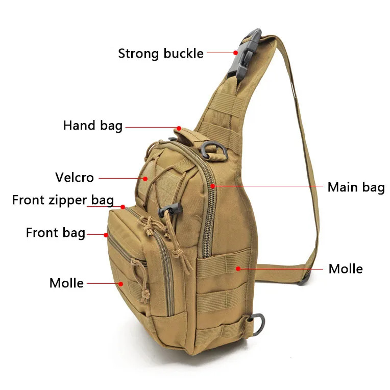 Mens Backpack Tactical Sling Shoulder Bag Molle Travel Chest Pack Outdoor Hiking