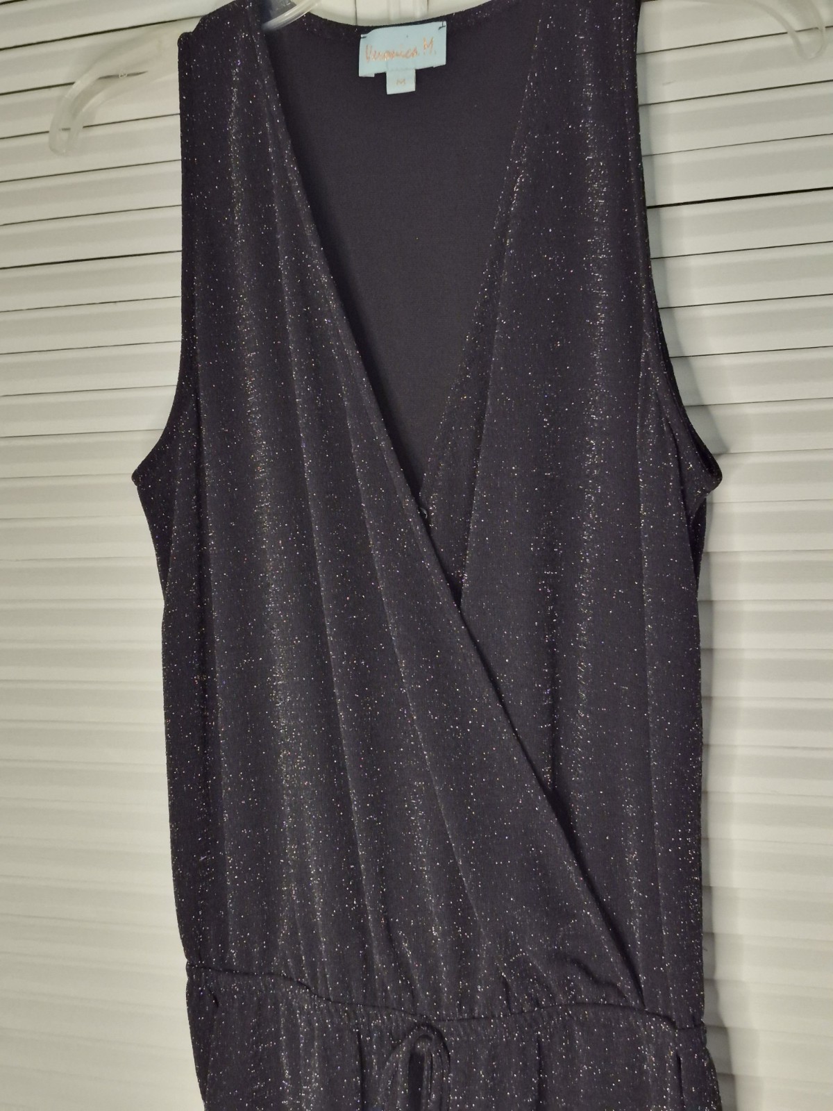 Veronica M. Black Glitter Jumpsuit Romper Size Medium Women’s Sleeveless