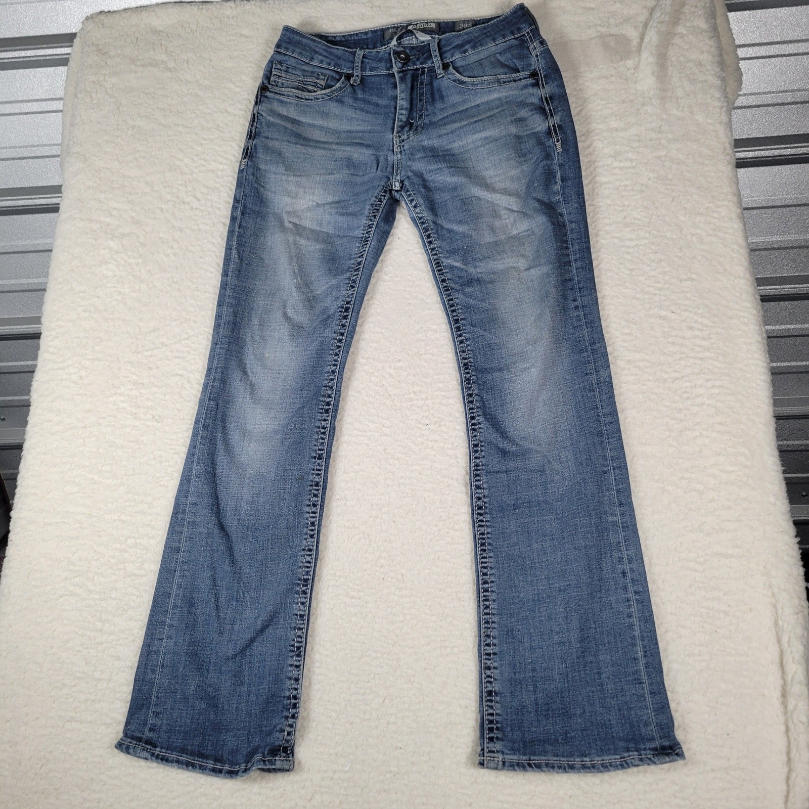 BKE Aiden Jeans Mens 30S Medium Wash Blue Slim Straight Stretch Denim Pants