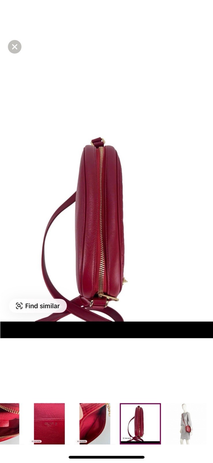 CELINE C Charm Small Crossbody Shoulder Bag Camera Red Leather Women’s Used