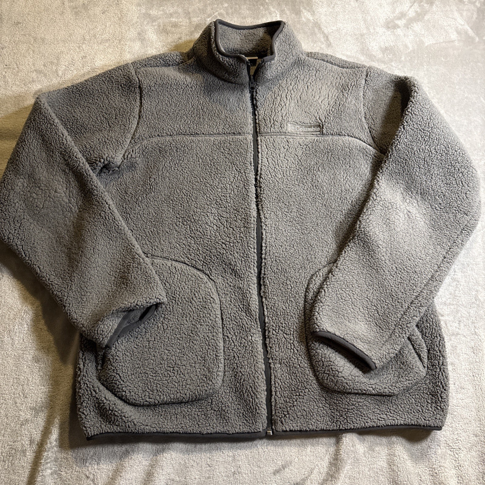 Columbia Jacket Men’s Size Large Sharpa Full Zip Gray Jacket
