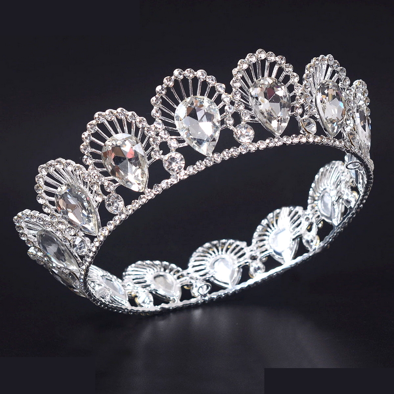 4cm Tall Adult Full Crystal Drip Wedding Bridal Queen Princess Prom Round Crown
