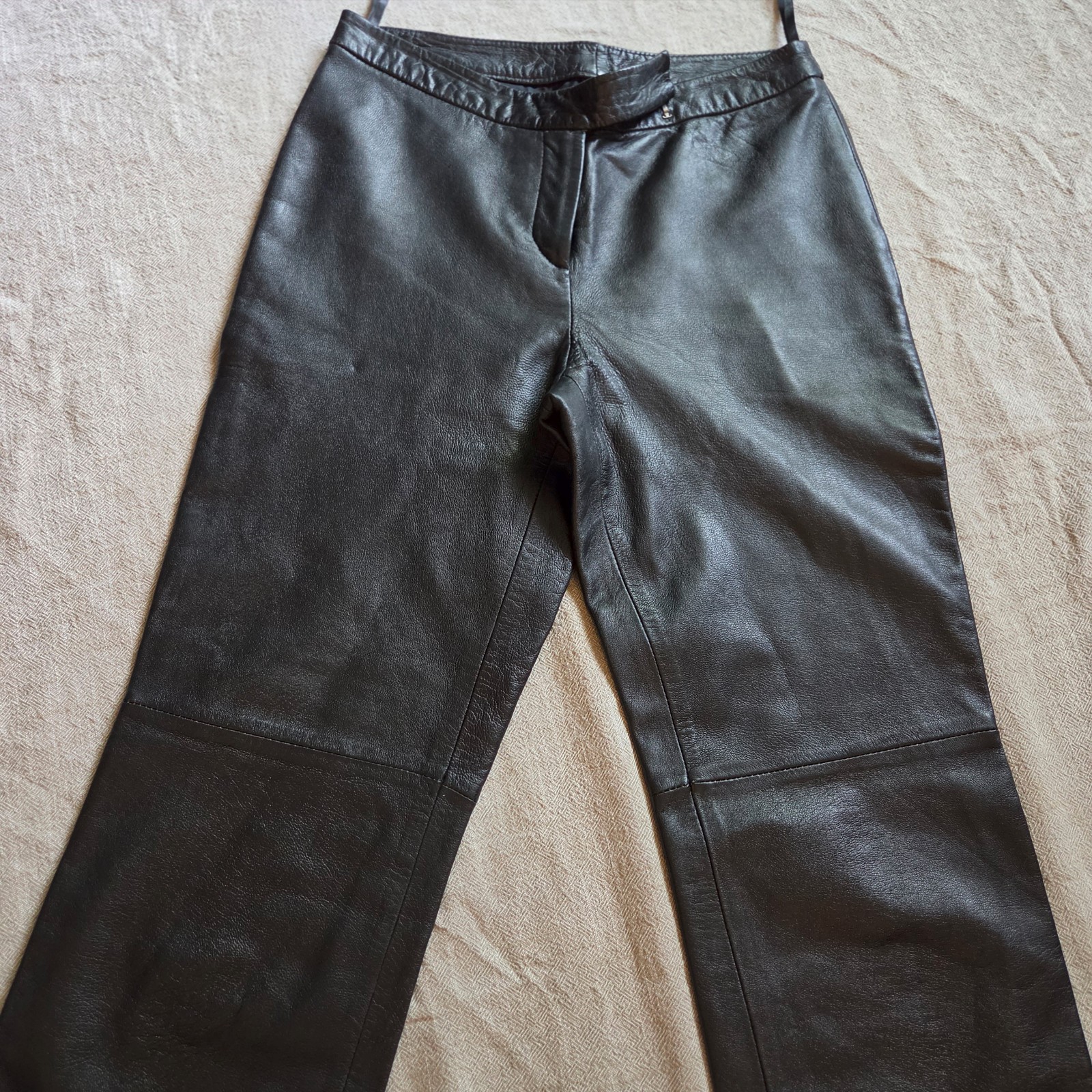Vintage Y2K I.N.C. Straight Leg Black 100% Leather lining Pants Womens Size 4