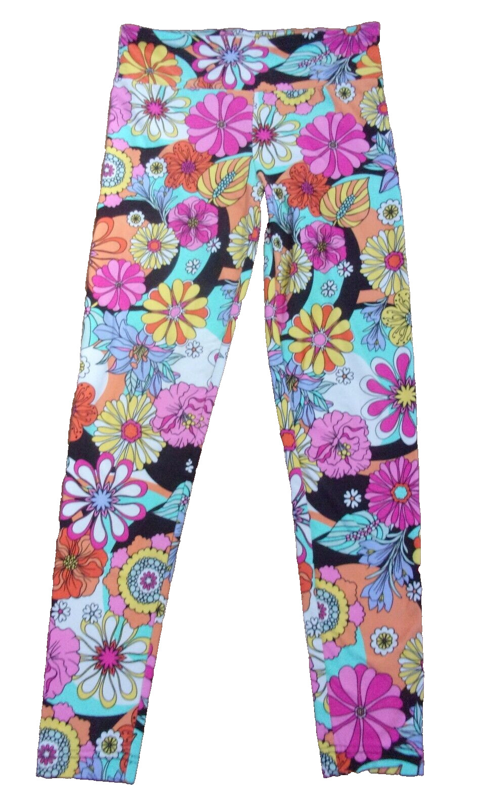 Leggings Floral Medium(7-9) 95% Nylon 5% Spandex Very Good Cond SHIP FROM USA