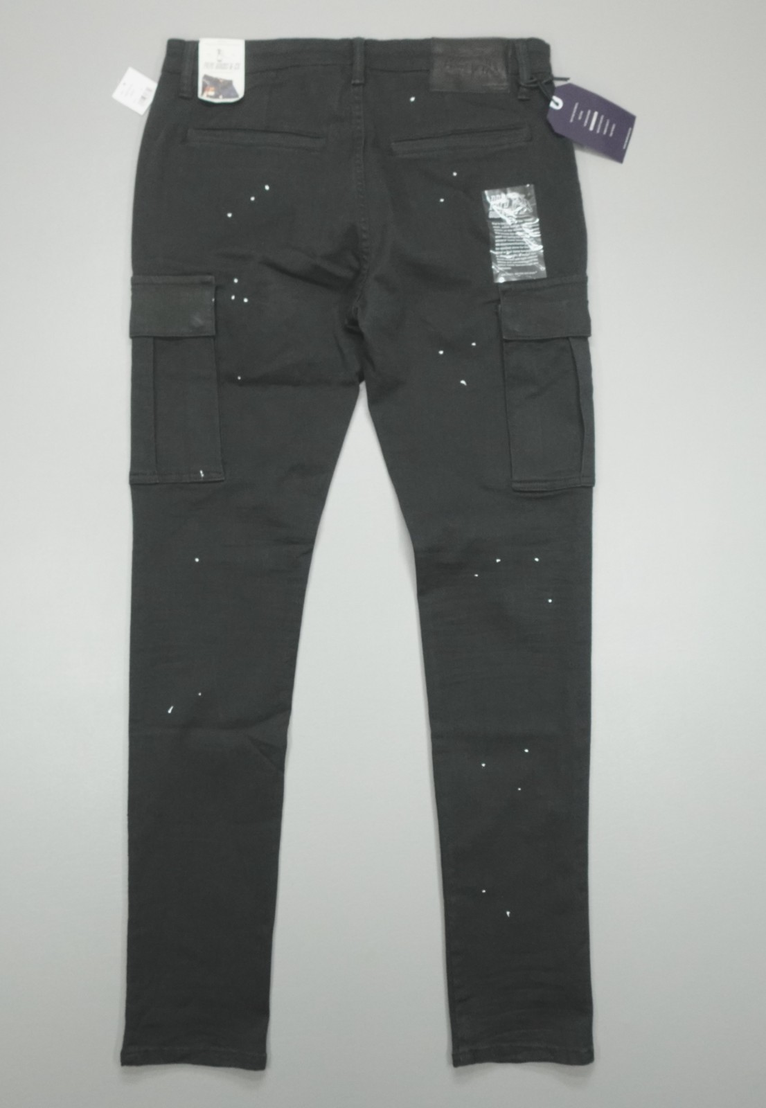 PRPS Windsor Cargo Paint Splatter Tapered Jeans Men’s Size 30×34 Black NWT