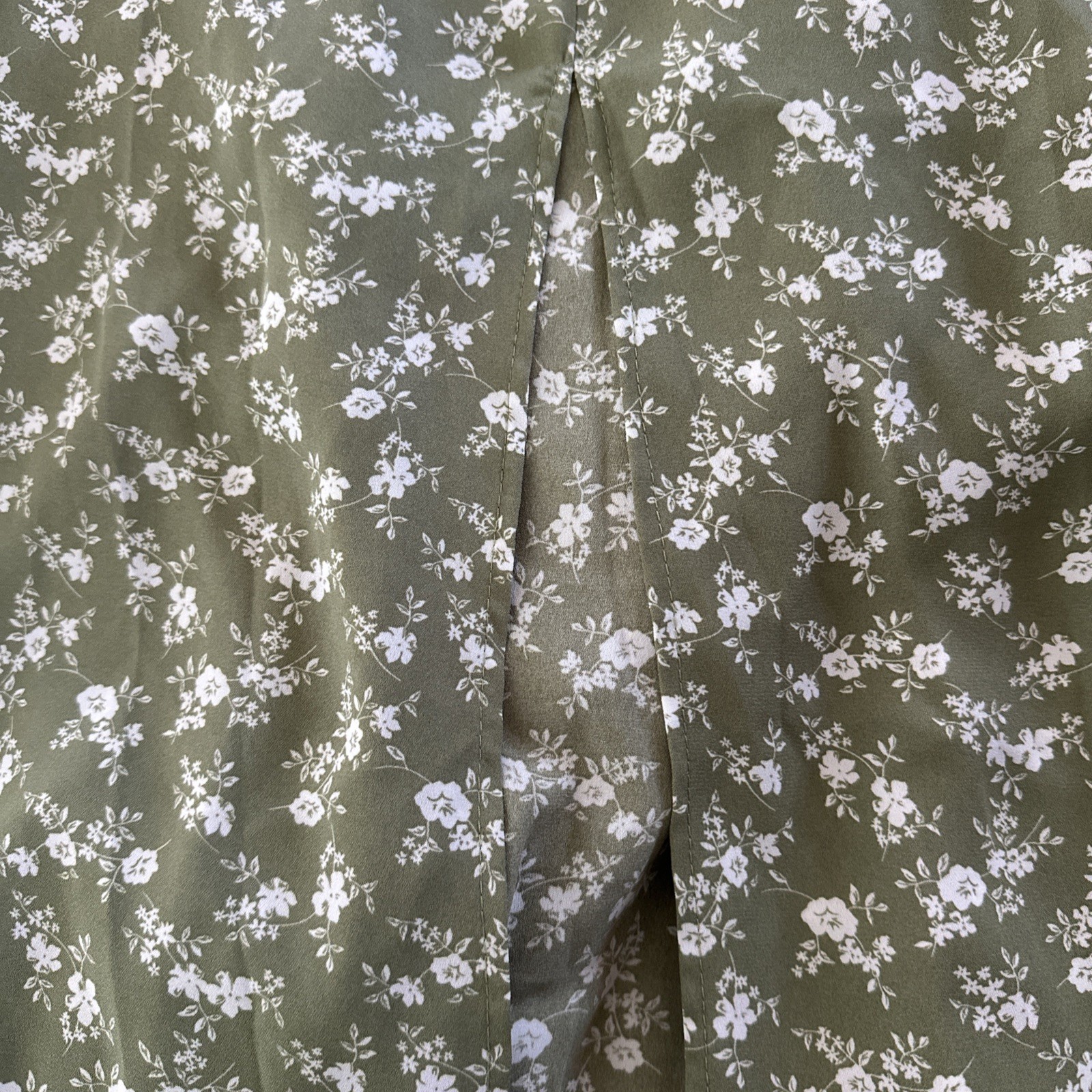 Hesperus Woman’s Small Ditsy Floral Green Midi Dress Cottagecore Puff Sleeve