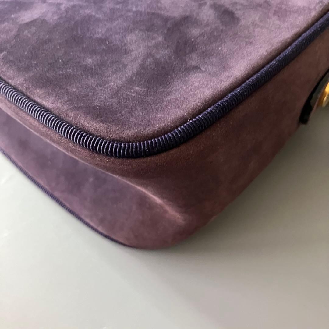 Ferragamo Vara Suede Leather Shoulder Bag 6.3×7.9×2.8in Used
