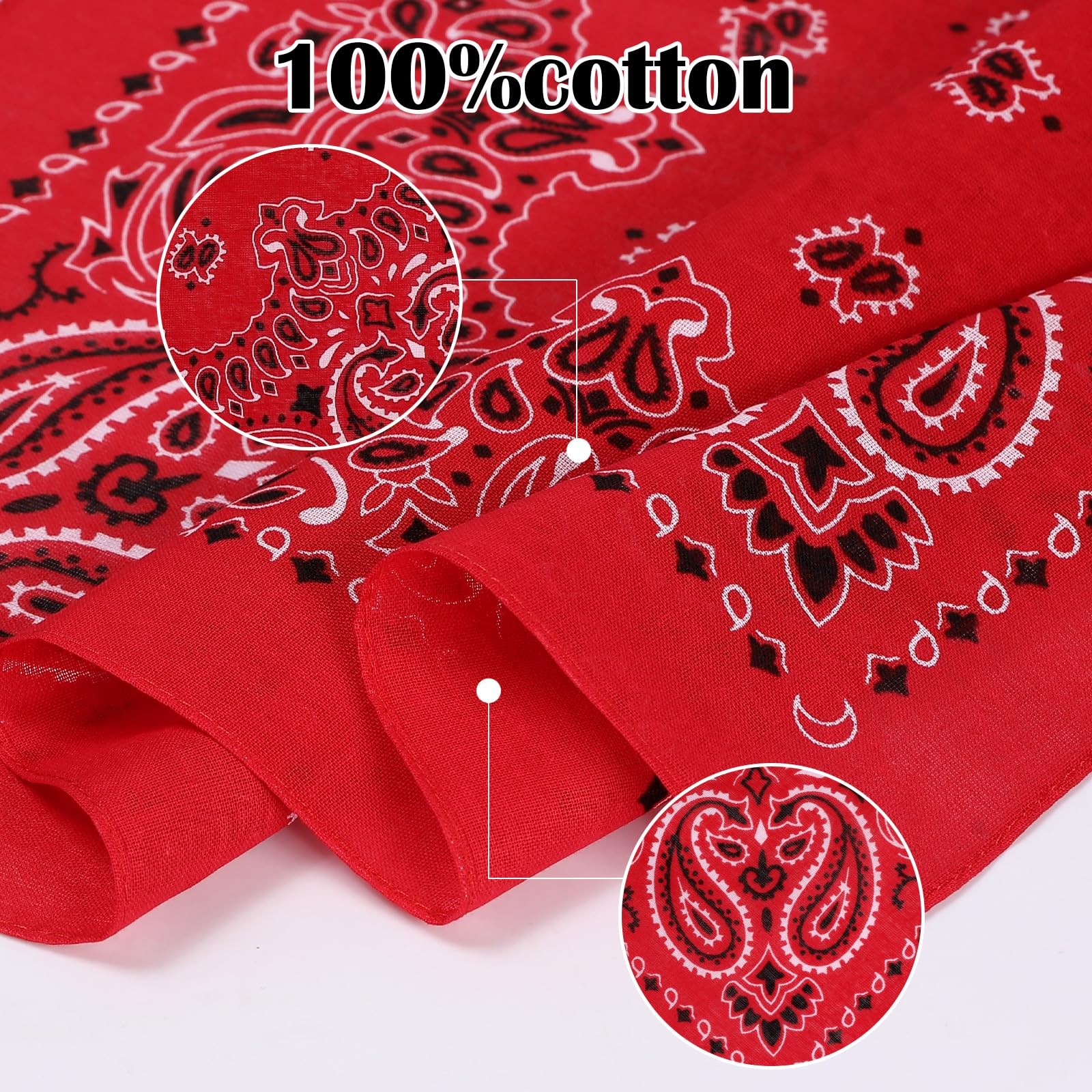 100% Soft Cotton Bandanas for Men and Women, 8 Pack Paisley Classic Colors