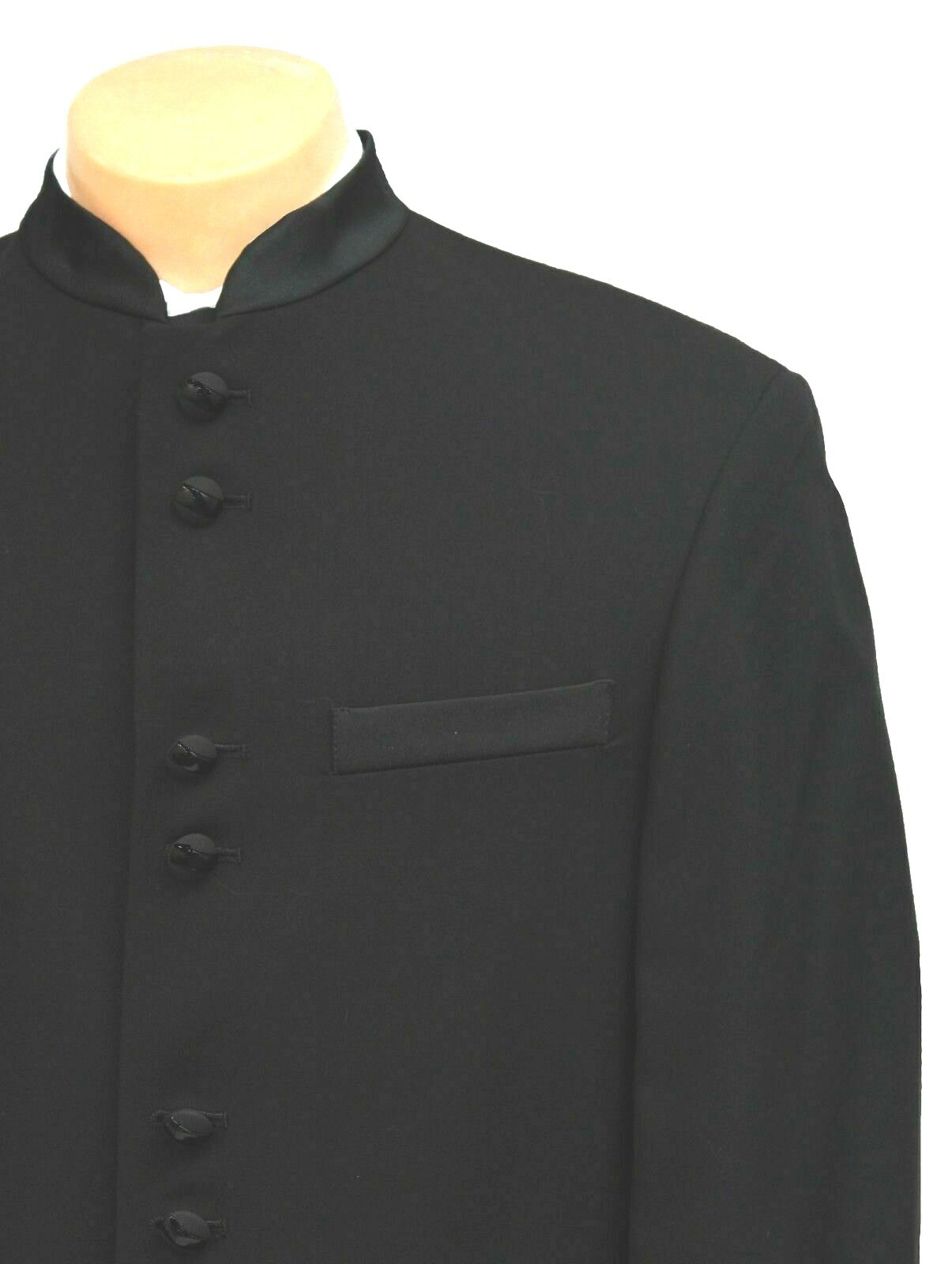Long Black Mandarin Chinese Nehru Collar Ninja Western Tuxedo Frock Duster Coat