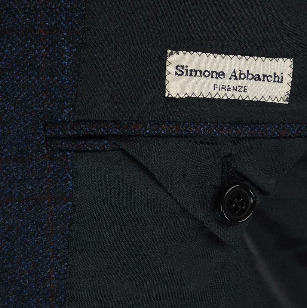 SIMONE ABBARCHI Jacket Blazer 48 Bespoke Plaid Slim Fit 120’s Wool ITALY $4000