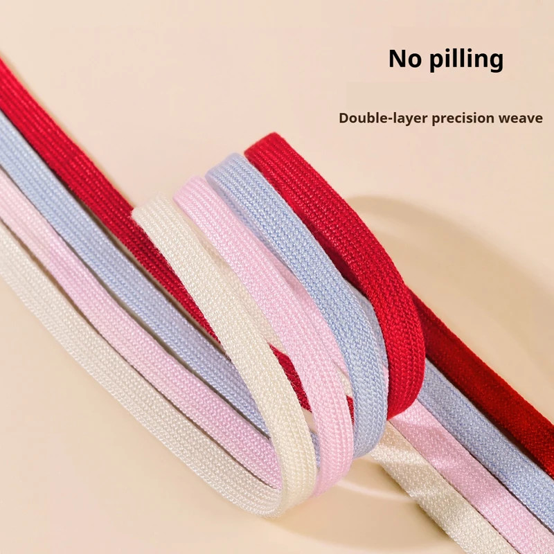 New 0.8cm Wide Flat Cotton Shoelaces Unisex, Solid Color High-Quality Shoelace S