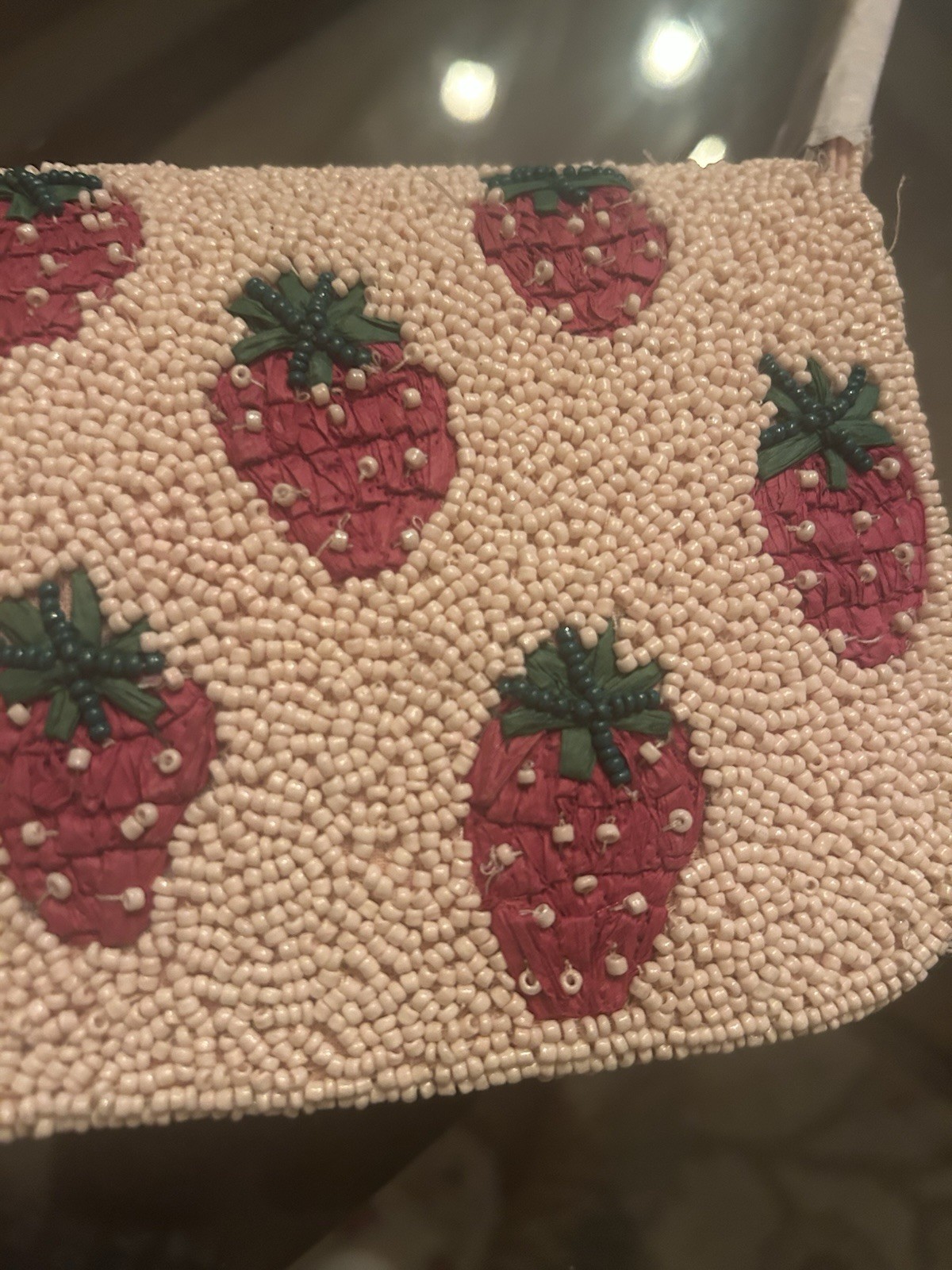 NEW Anthropologie Fiona Strawberry Field Beaded Bag Food Drink Edition