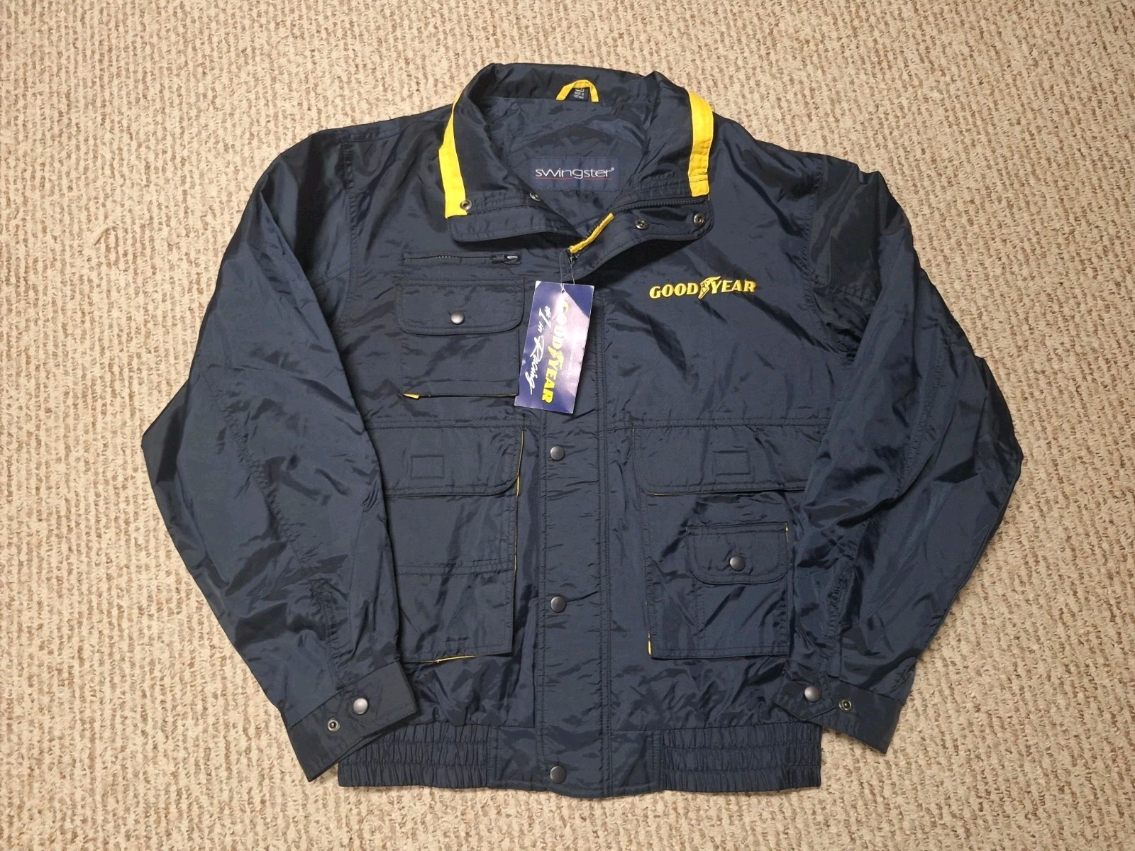 Vintage 90’s Jacket Goodyear Racing M Navy Zip Swingster NWT