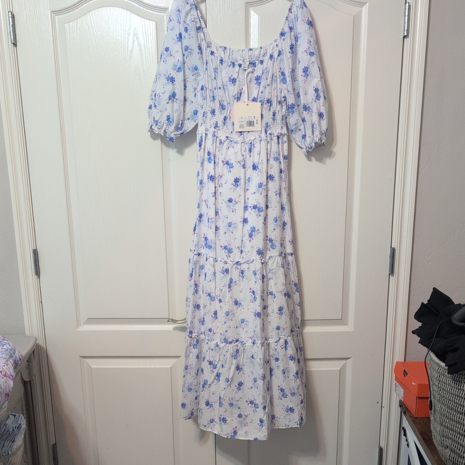 LOVESHACKFANCY X TARGET Size Small Dress White Purple Floral Cotton Cottagecore