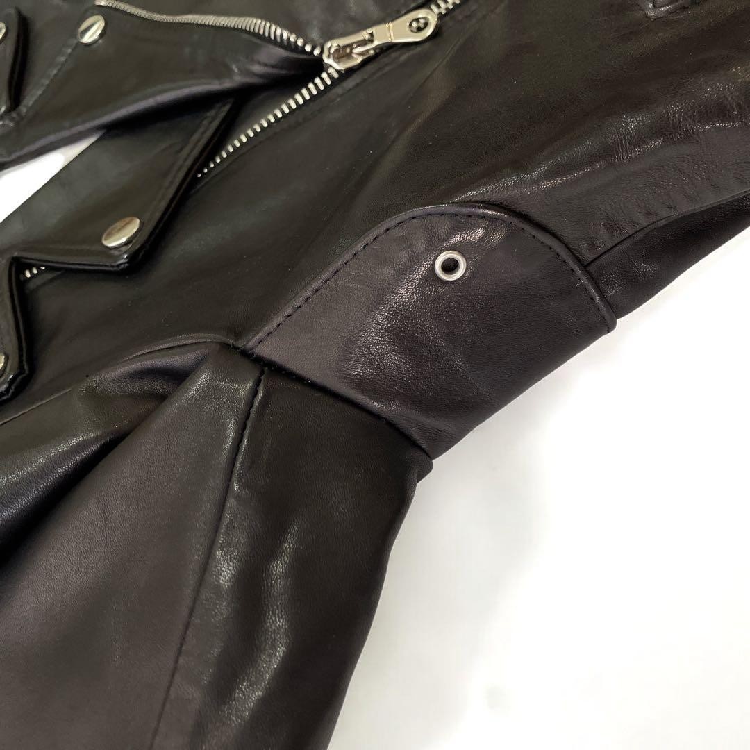 CINQUANTA Black Horsehide Leather Double Riders Biker Jacket Size 36 S Italy Top