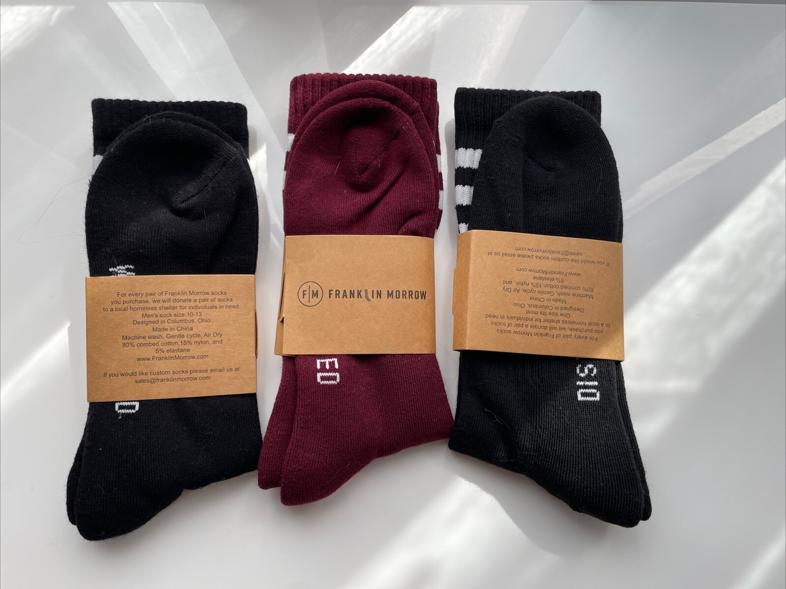 Franklin Morrow Mens Socks 80% Cotton 15% Nylon 5% elastane one size fits most