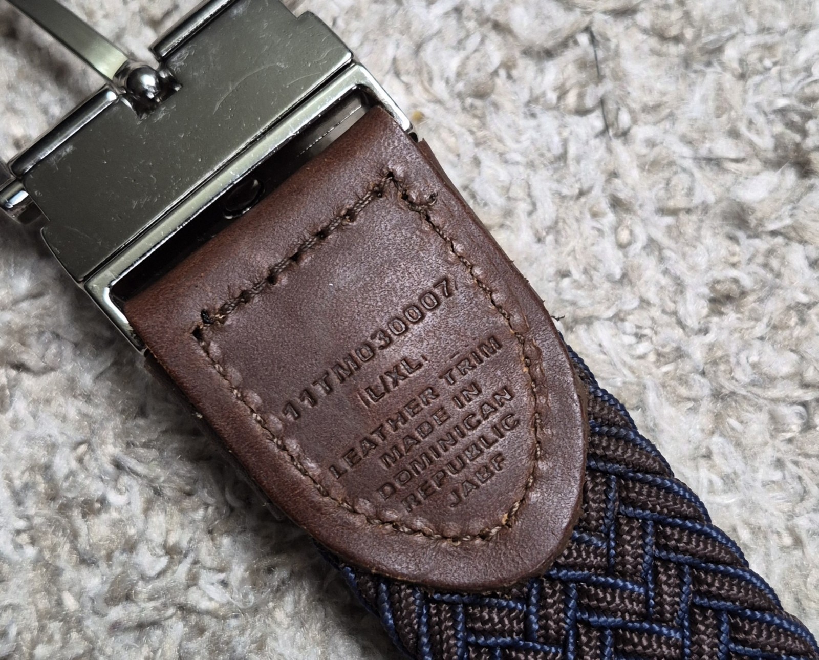 Tommy Bahama Stretch Braided Woven Belt Leather Tips Mens L/XL 50″ Full Length