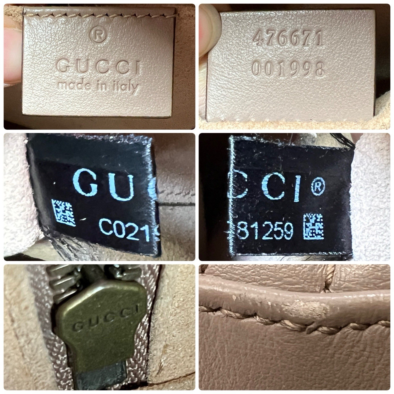 Gucci GG Marmont Calfskin Matelasse Leather Chevron Backpack Purse Bag
