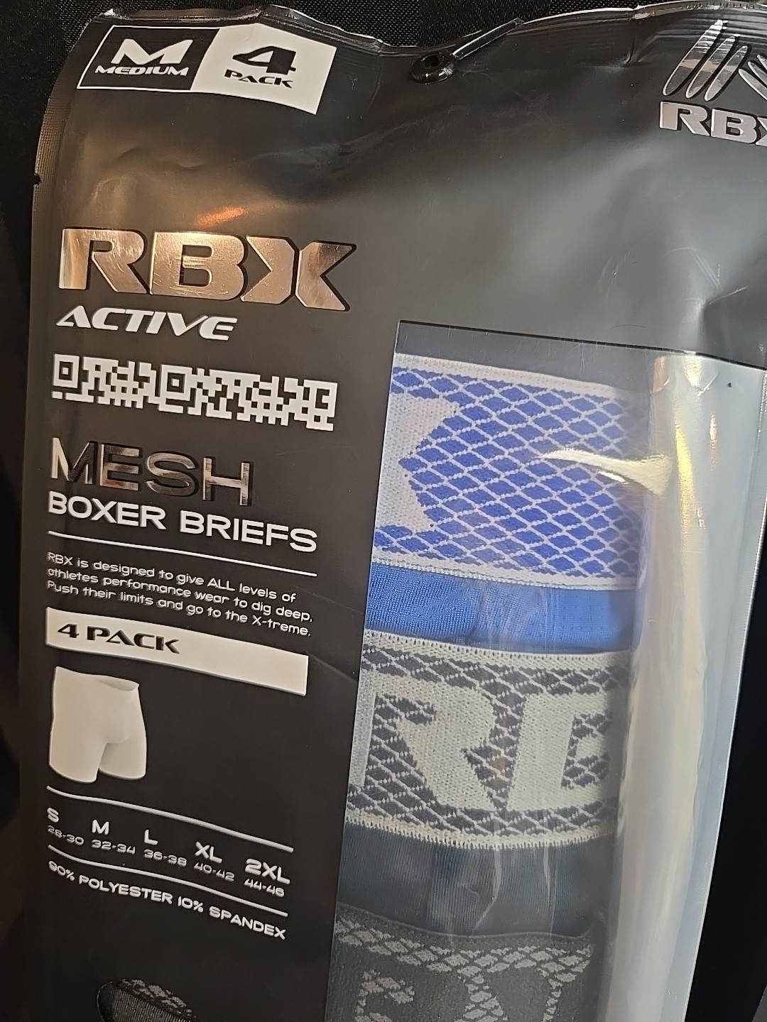 2pc Lot RBX Men 4ct Packs Medium Mesh Boxer Briefs Closed Fly Fits 32″-34″ Waist