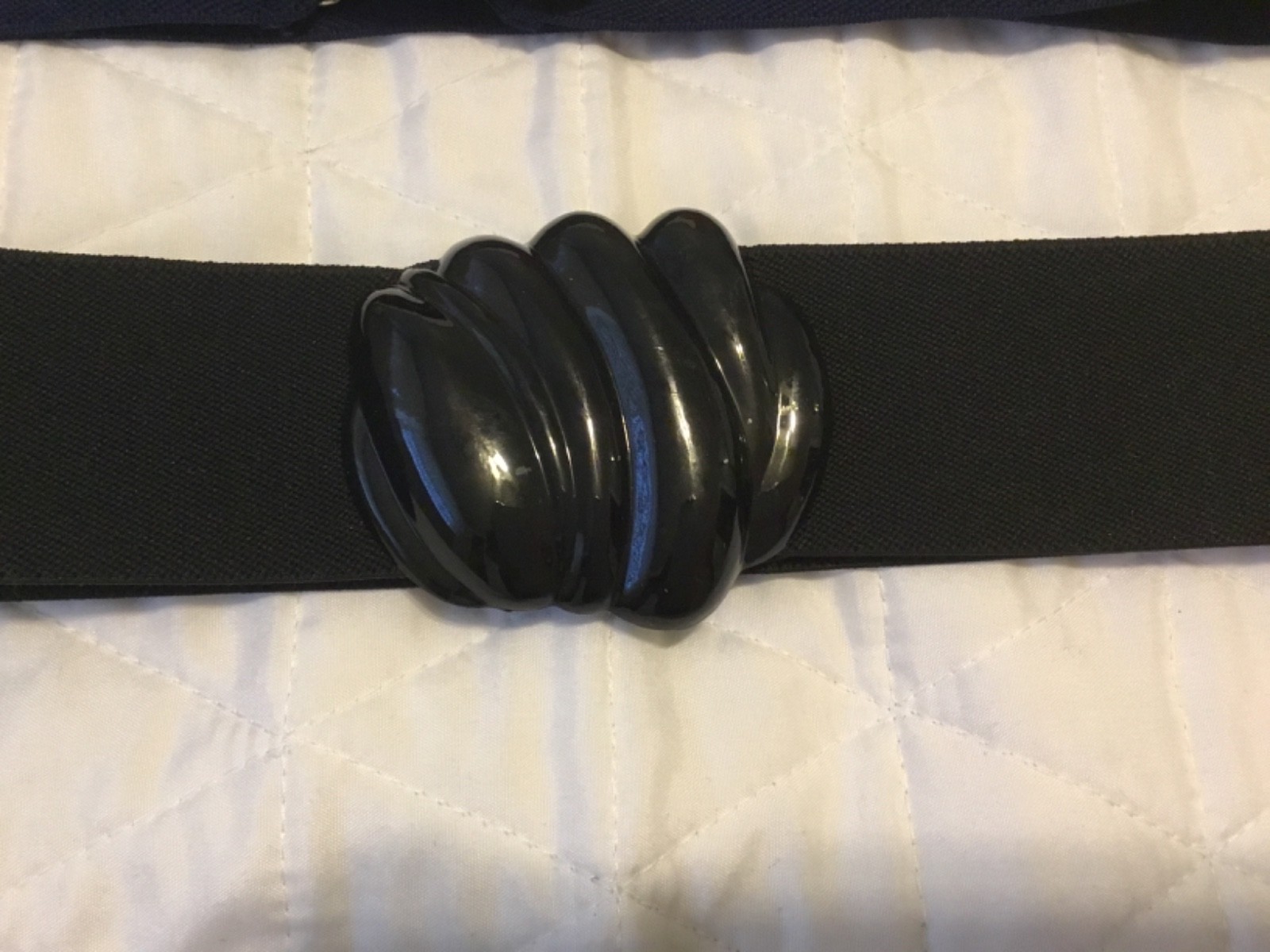 2 Vintage Elastic Stretch 80s Lot Blue Black Retro