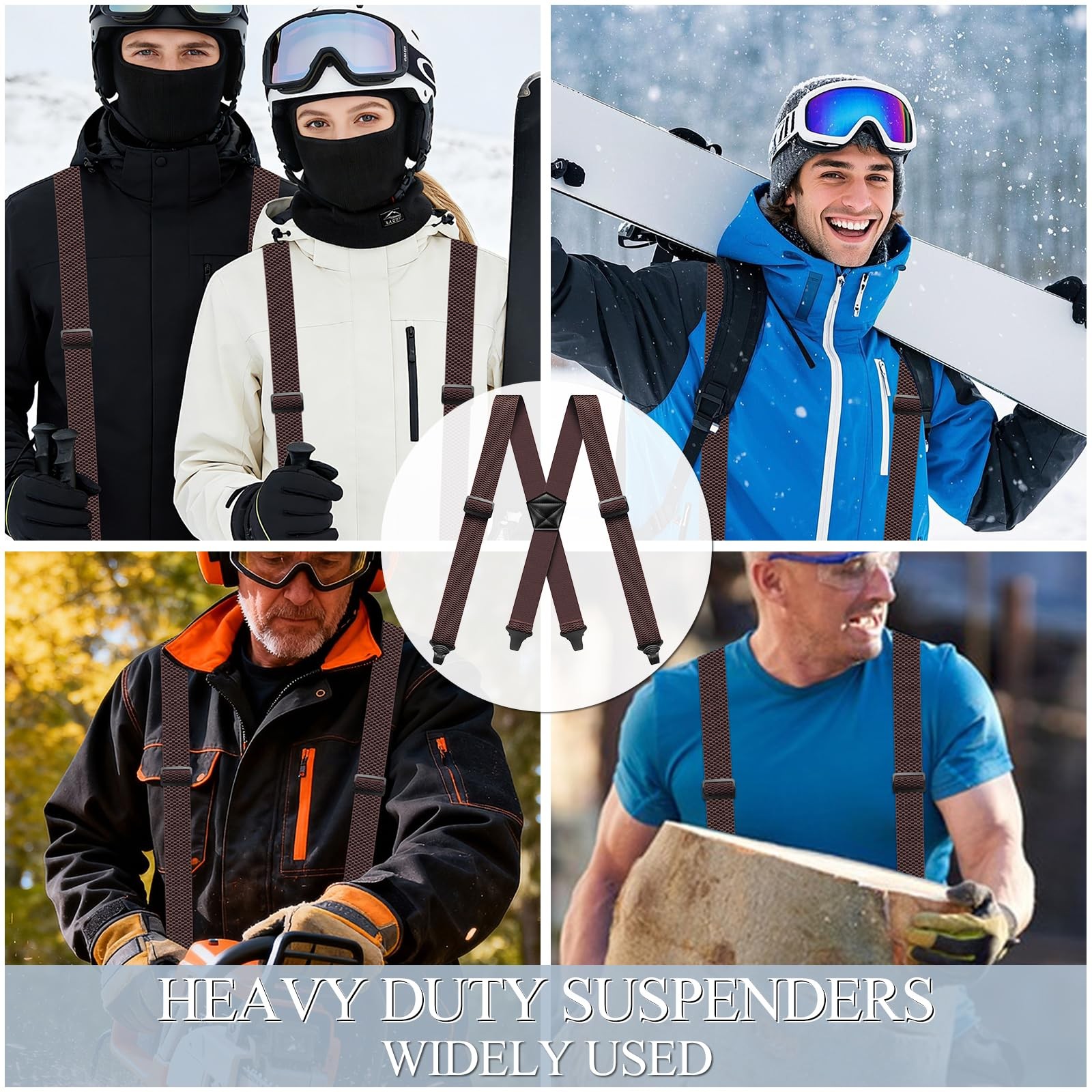 Heavy Duty Suspenders Men Hidden Plastic Clasp Braces Trousers Work Airport Frie