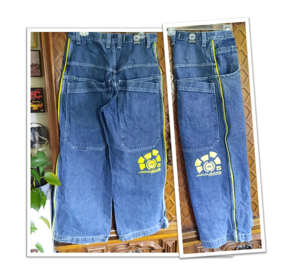 JNCO Vintage 90s NEON Green Stripe Skunk Skater Pipes Wide-Leg Jeans 32×30 Baggy