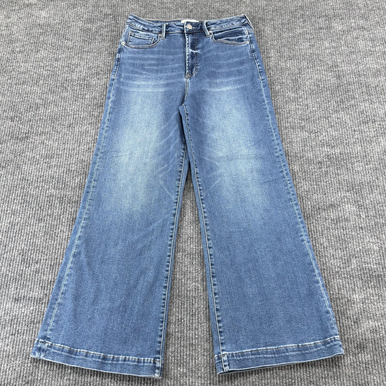 Dear John Fiona Wide-Leg Jeans Womens 31 Blue Medium Wash High Rise Stretch