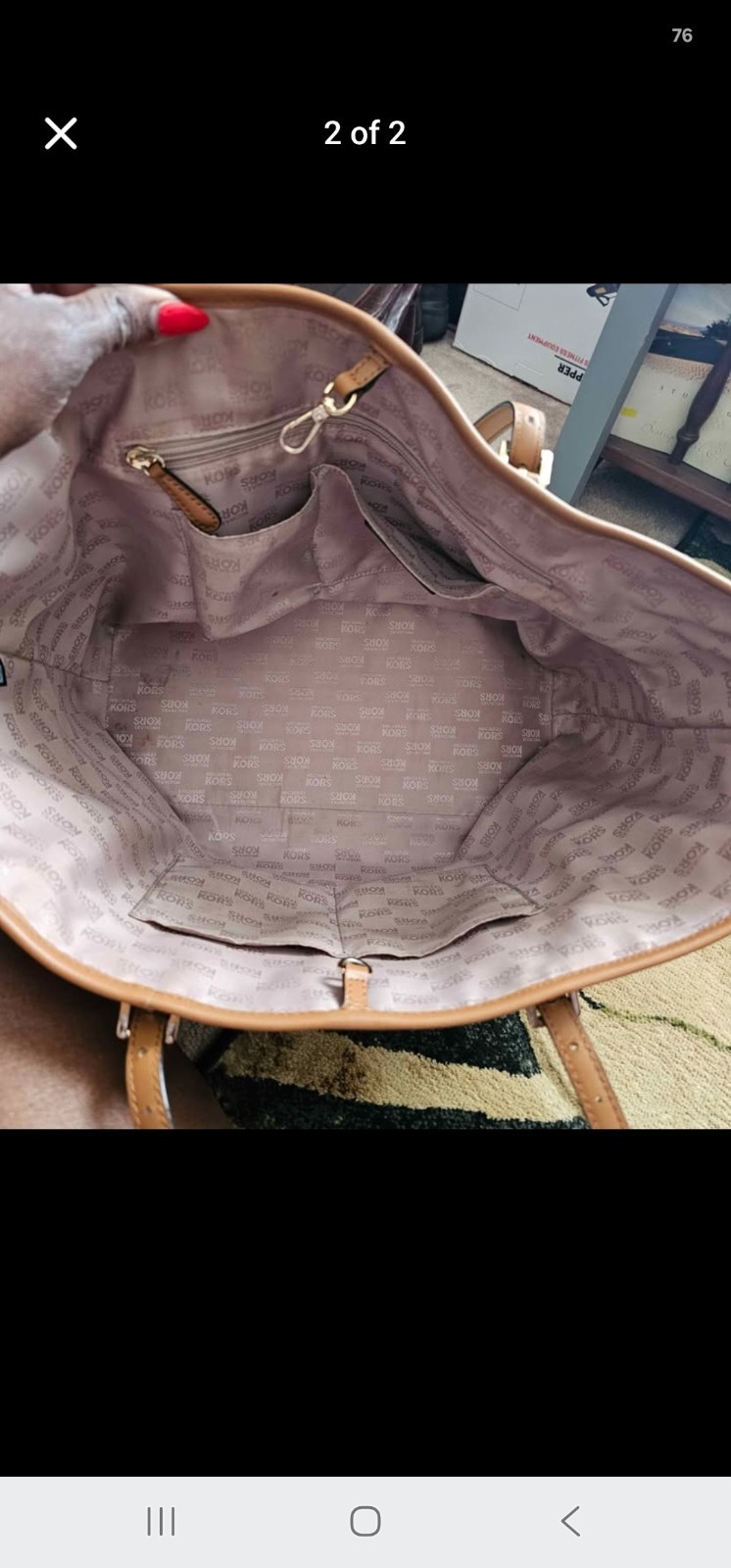 Michael Kors Monogram Tote Bag Beige/Brown with Coin Purse, Double Handles
