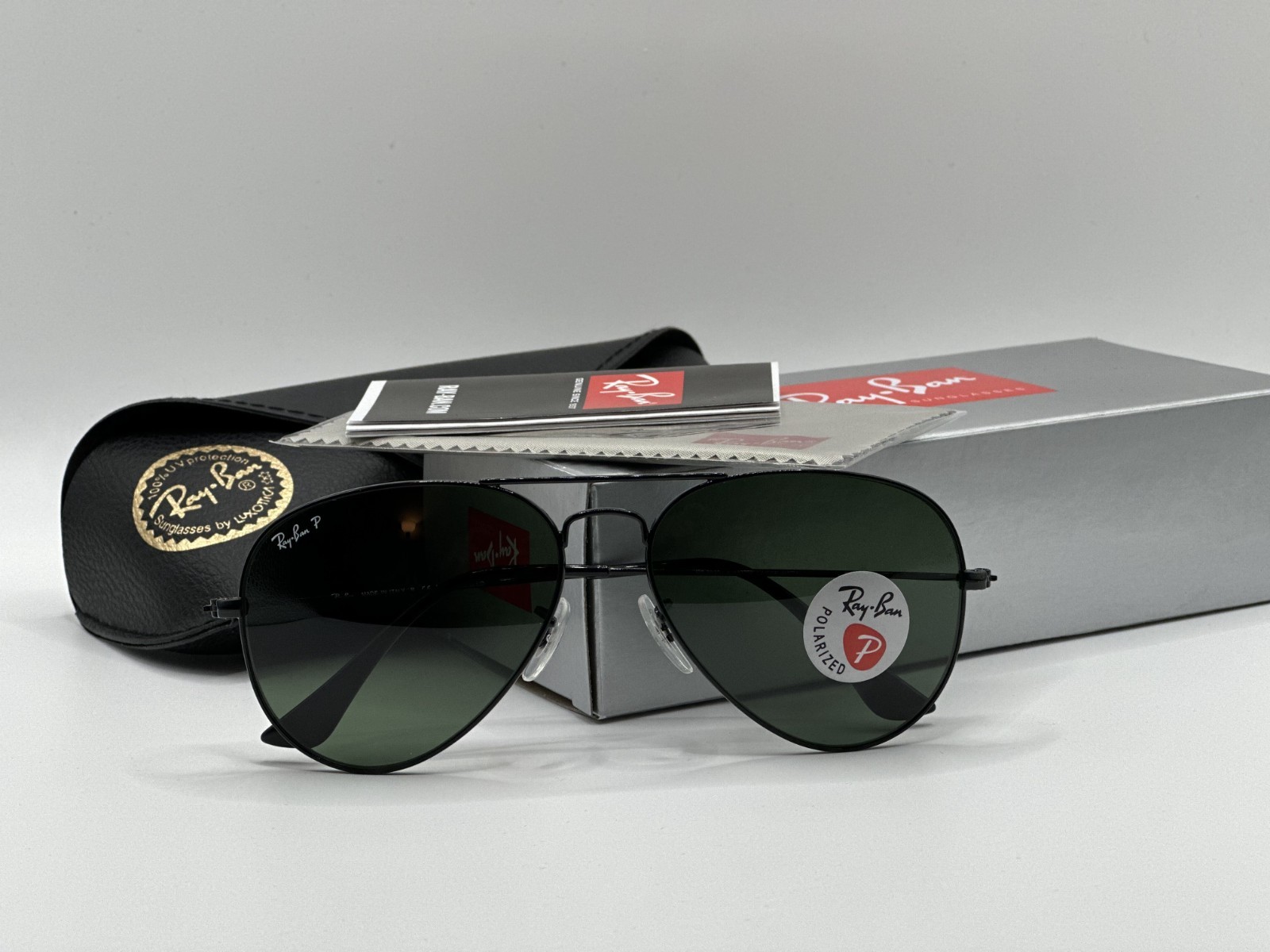Ray-Ban Sunglasses RB3025 Aviator Classic 58mm Black Frame Polarized Gray Lens
