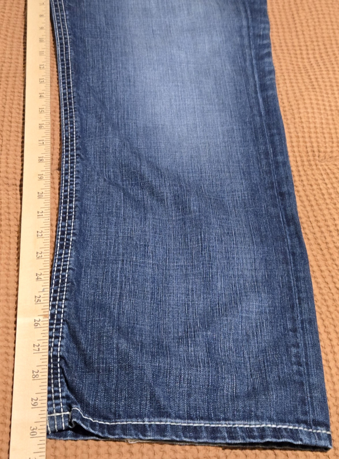 BKE Seth Jeans Mens 36R Denim Bootcut Whisker Thick Stitch Western 100% Cotton