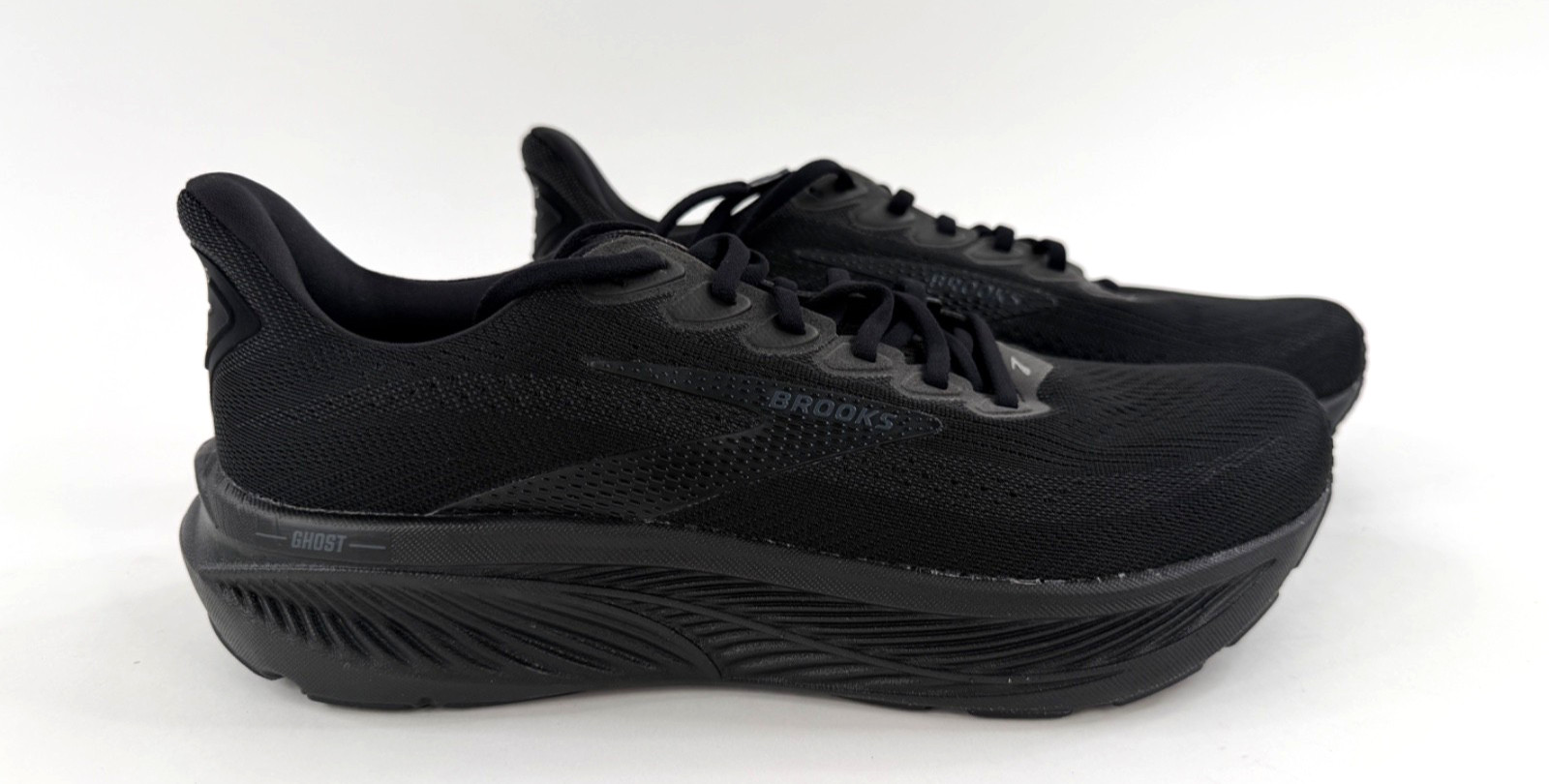 Men’s Brooks Ghost 17, Black/Black/Ebony, 10 D Medium US