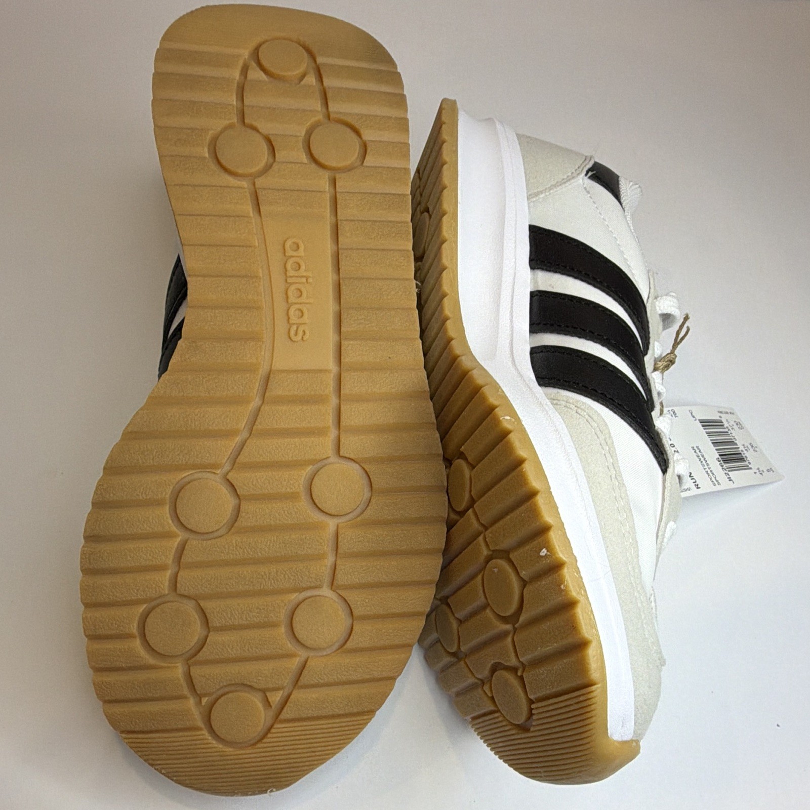 adidas Run 70s 2.0 J Low Top Lace-Up White/Black/Gray/Tan Kids 5 JI2266