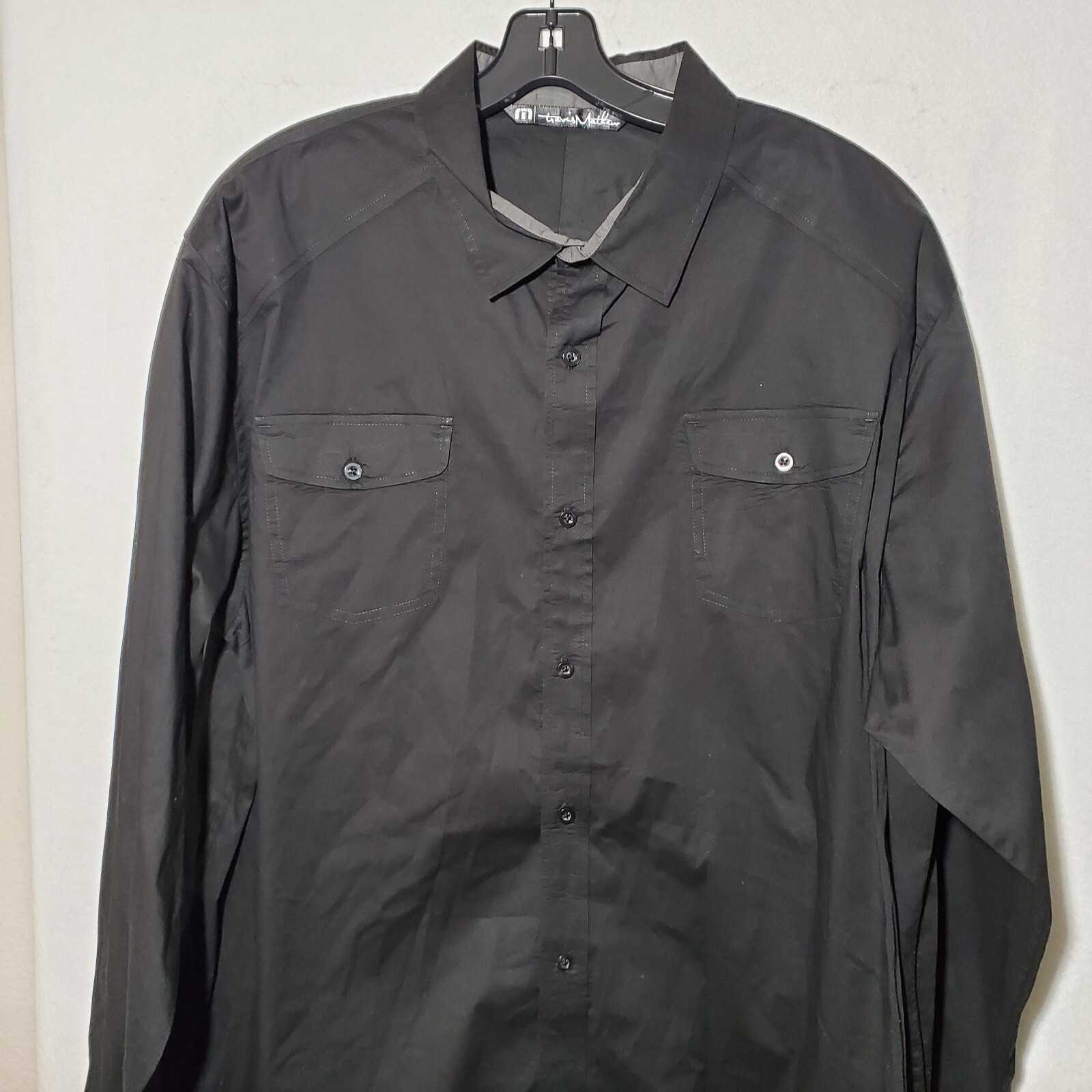 Travis Mathew Shirt Button Up Men’s XXL Pockets Long Sleeve Pockets Embroidered