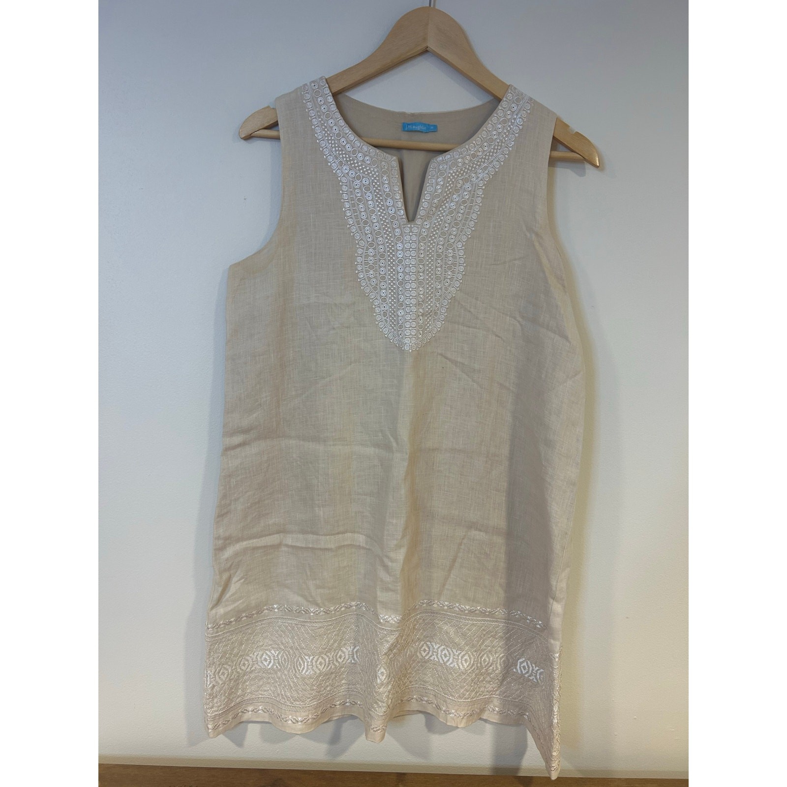 J MCLAUGHLIN Sz M 100% Linen Fully Lined Lightweight Coastal Beach Cottage-Core