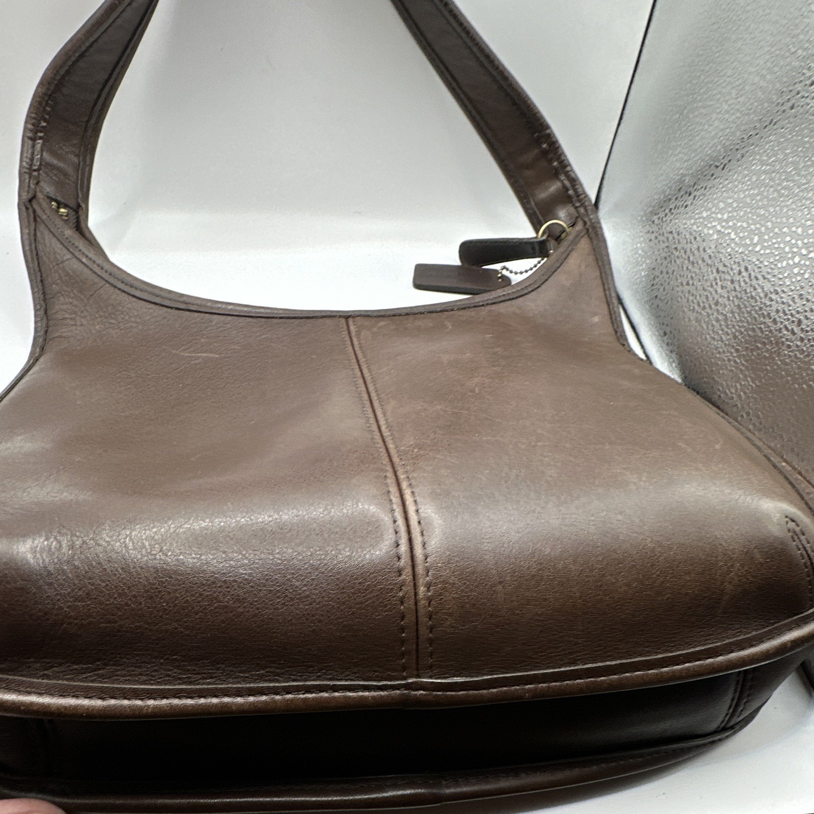 vintage Coach Ergo Zip Hobo Shoulder Bag crafted from mahogany brown leather.