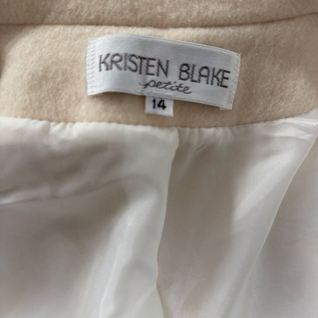 Kristen Blake Vintage Cream Wool Blend Trench Coat Women’s Sz 14P EUC