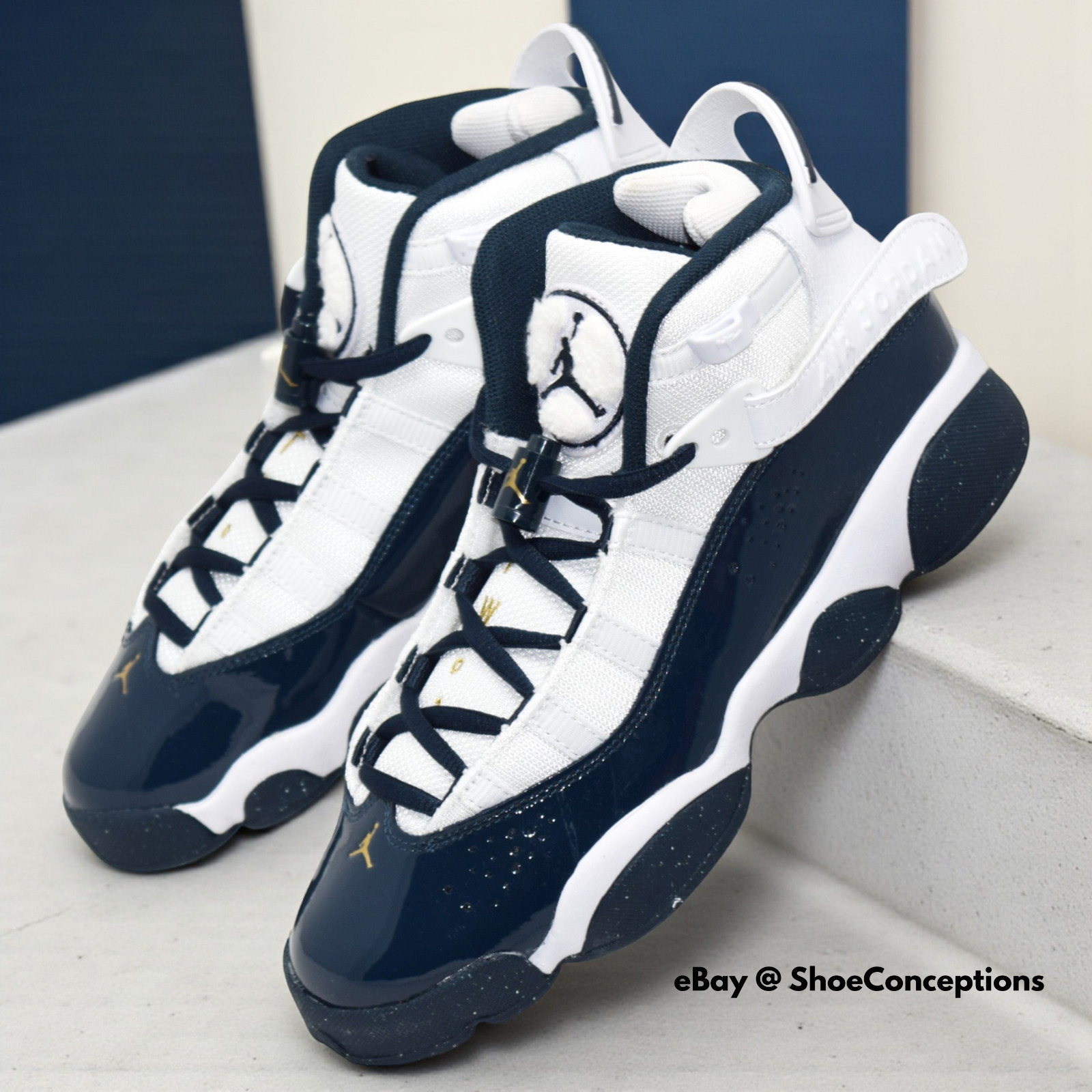 Nike Air Jordan 6 Rings (GS) Shoes White Armory Navy 323419-147 Kid’s Sizes NEW