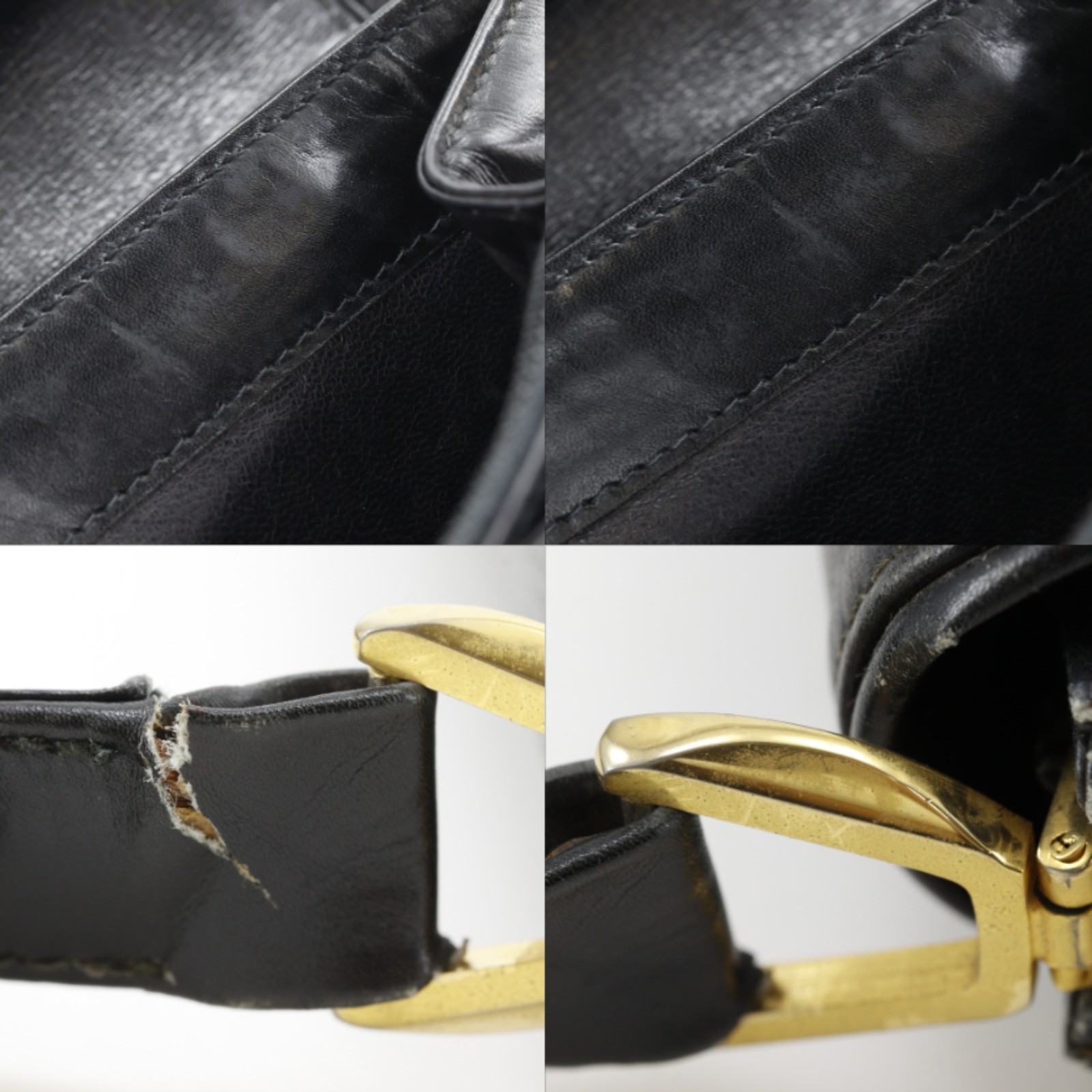 GUCCI Old Gucci Shoulder Bag vintage black Calfskin Women