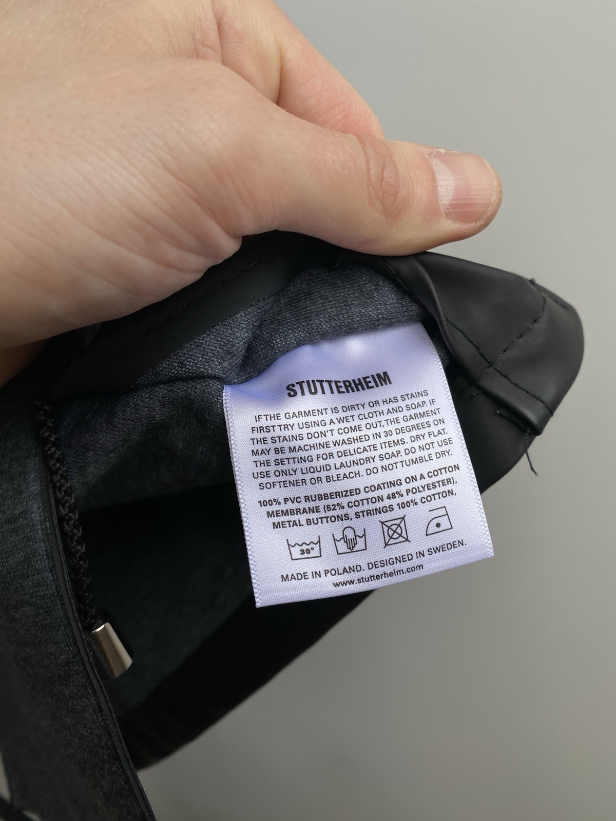 STUTTERHEIM Stockholm Men’s M-65 Rain Coat Black Jacket Size M