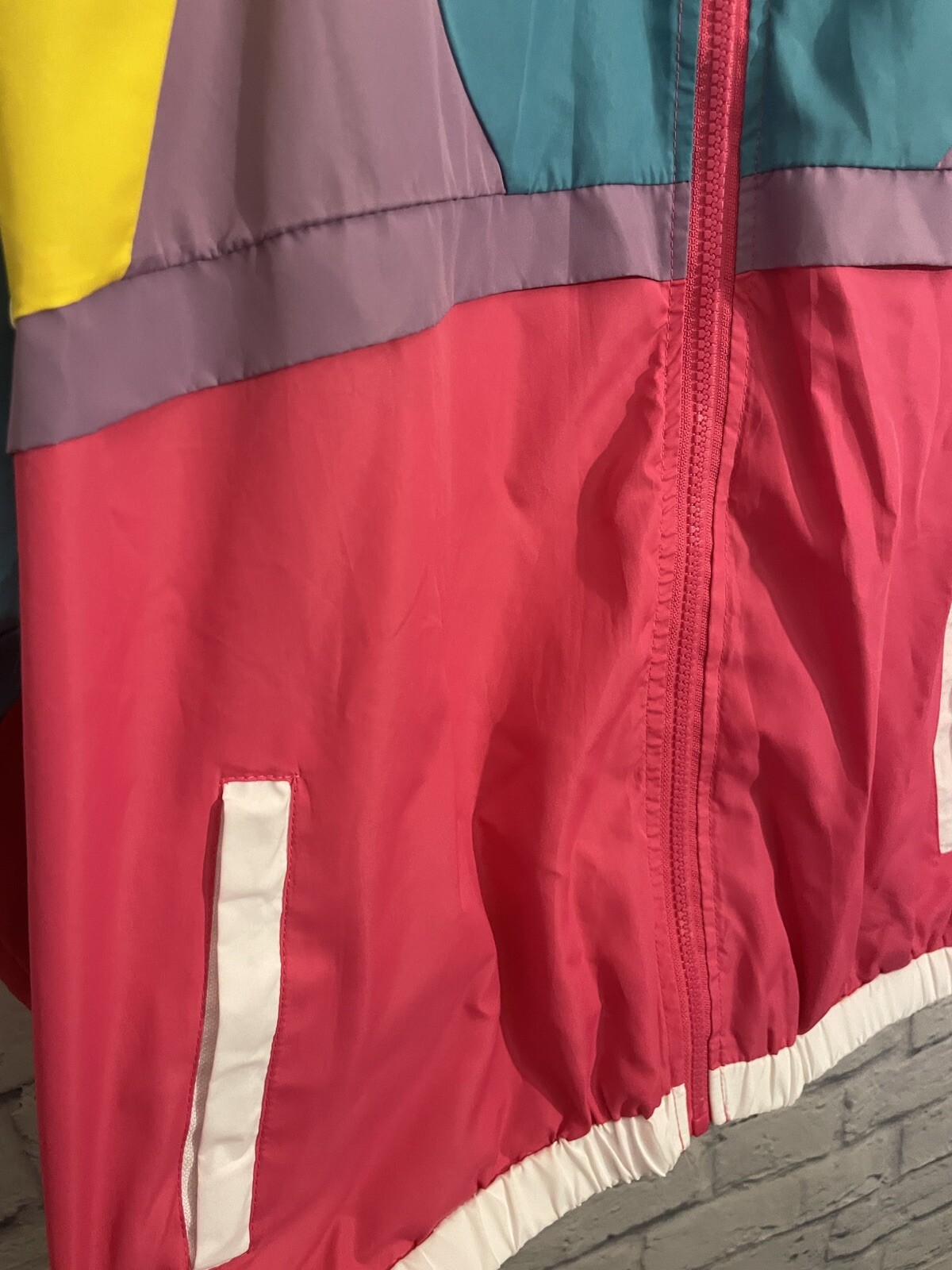 Funny Guy Windbreaker Color Block Multicolor Zipper Retro 1980 Pockets M
